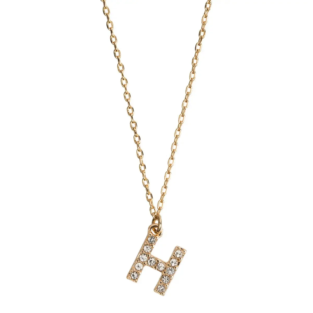 Crystal Letter Necklace Stainless Steel