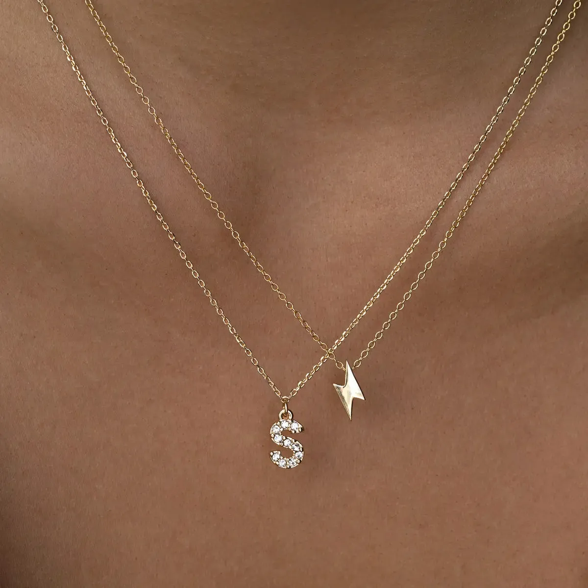 Crystal Letter Necklace Stainless Steel