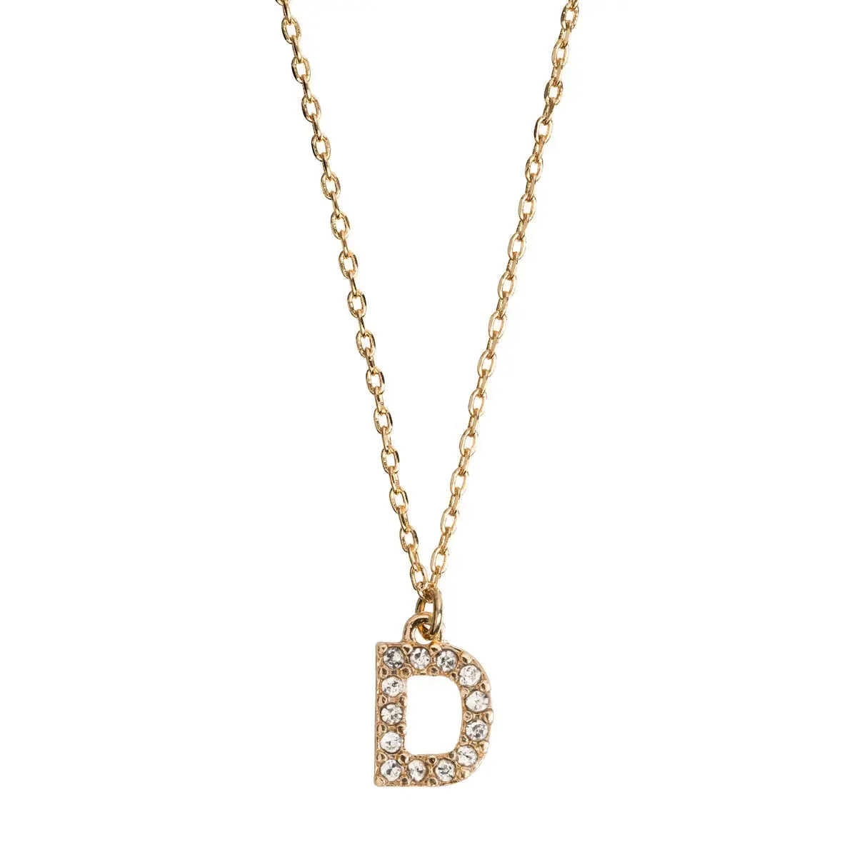 Crystal Letter Necklace Stainless Steel