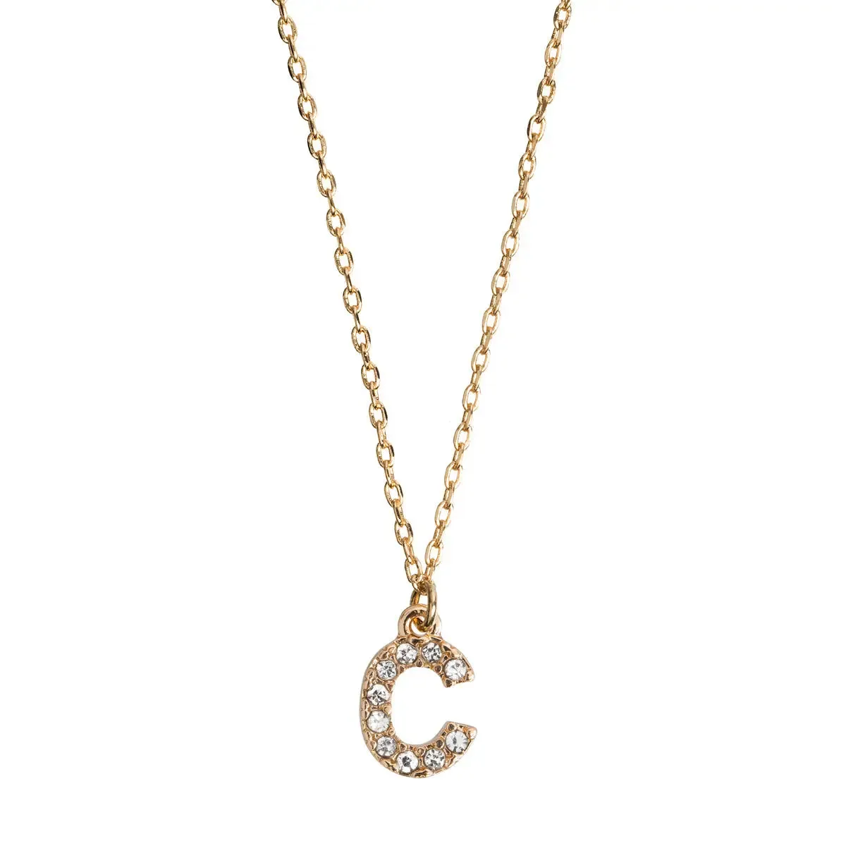 Crystal Letter Necklace Stainless Steel