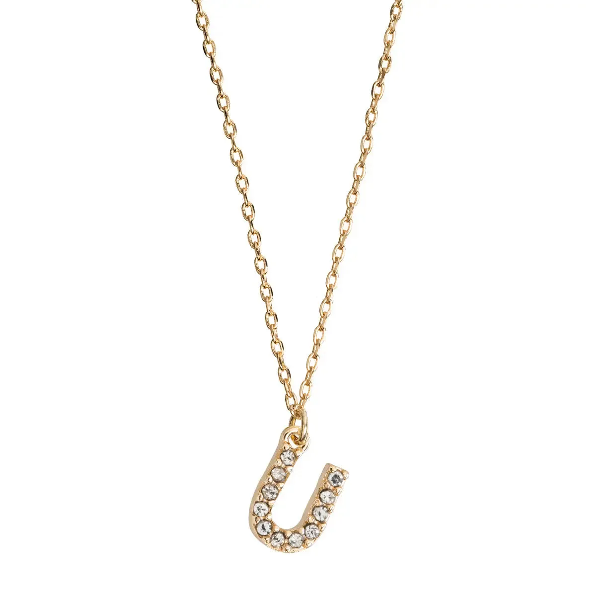 Crystal Letter Necklace Stainless Steel