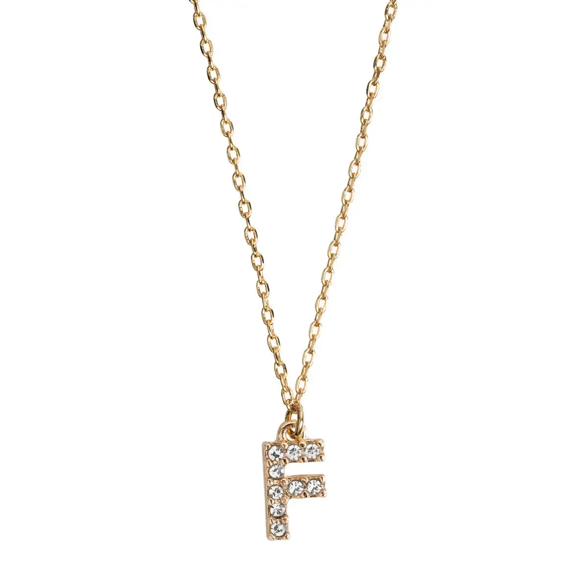 Crystal Letter Necklace Stainless Steel