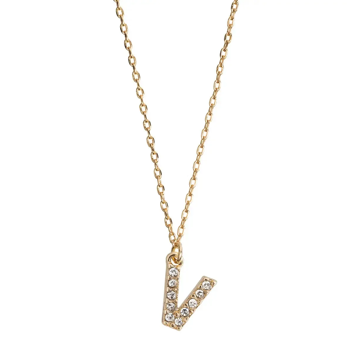 Crystal Letter Necklace Stainless Steel