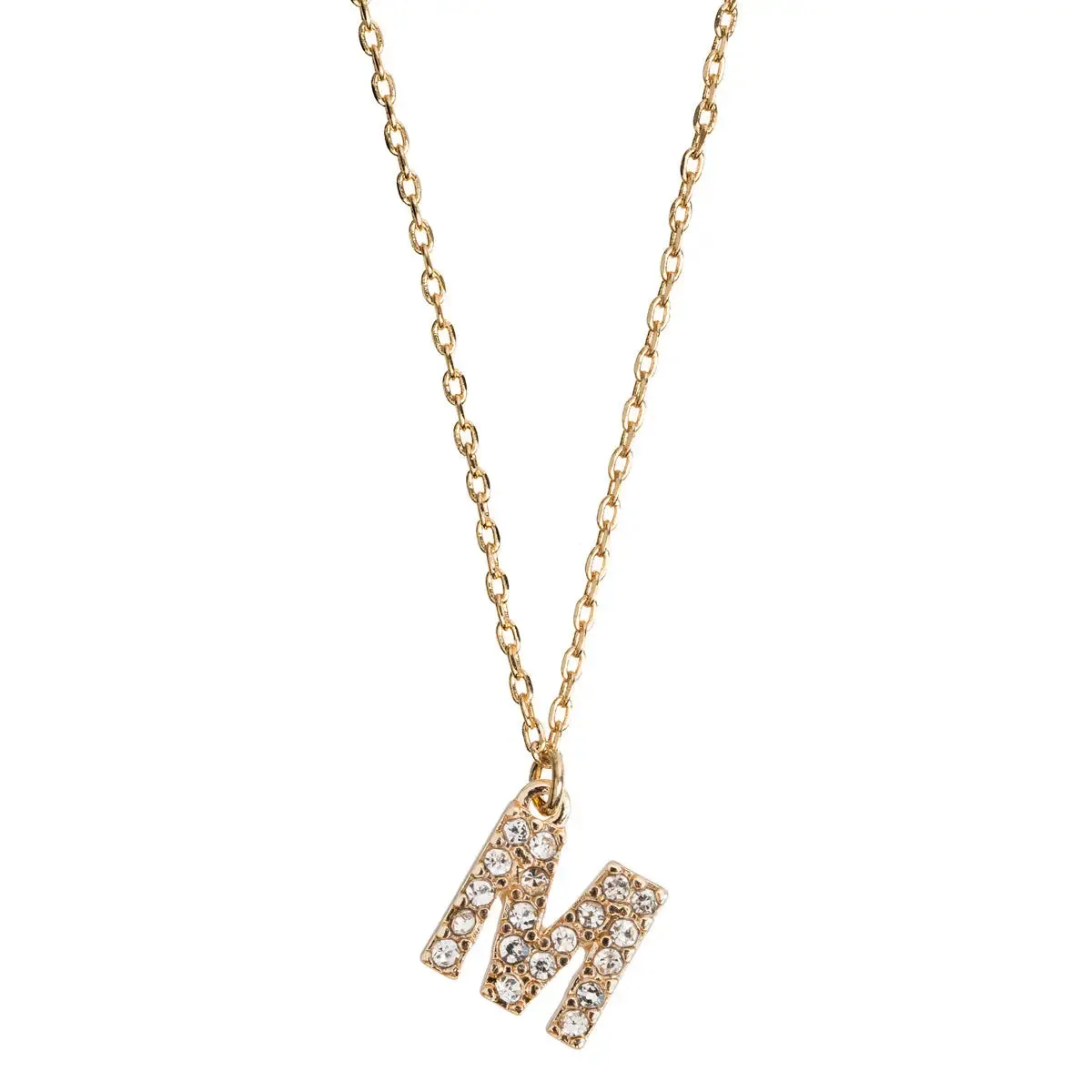 Crystal Letter Necklace Stainless Steel