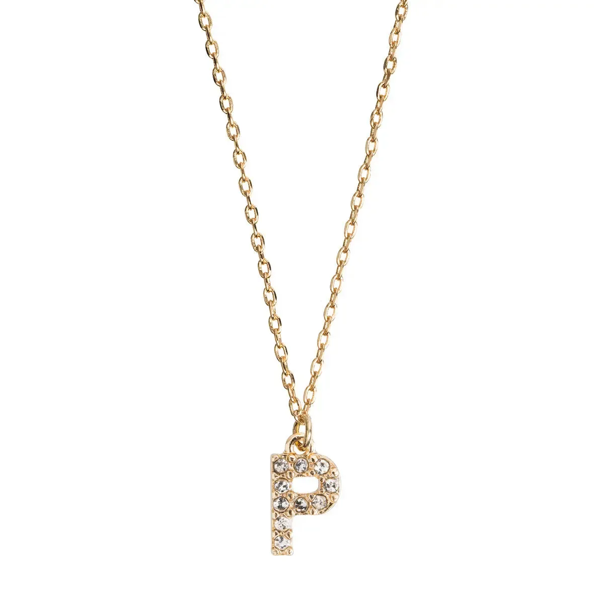 Crystal Letter Necklace Stainless Steel