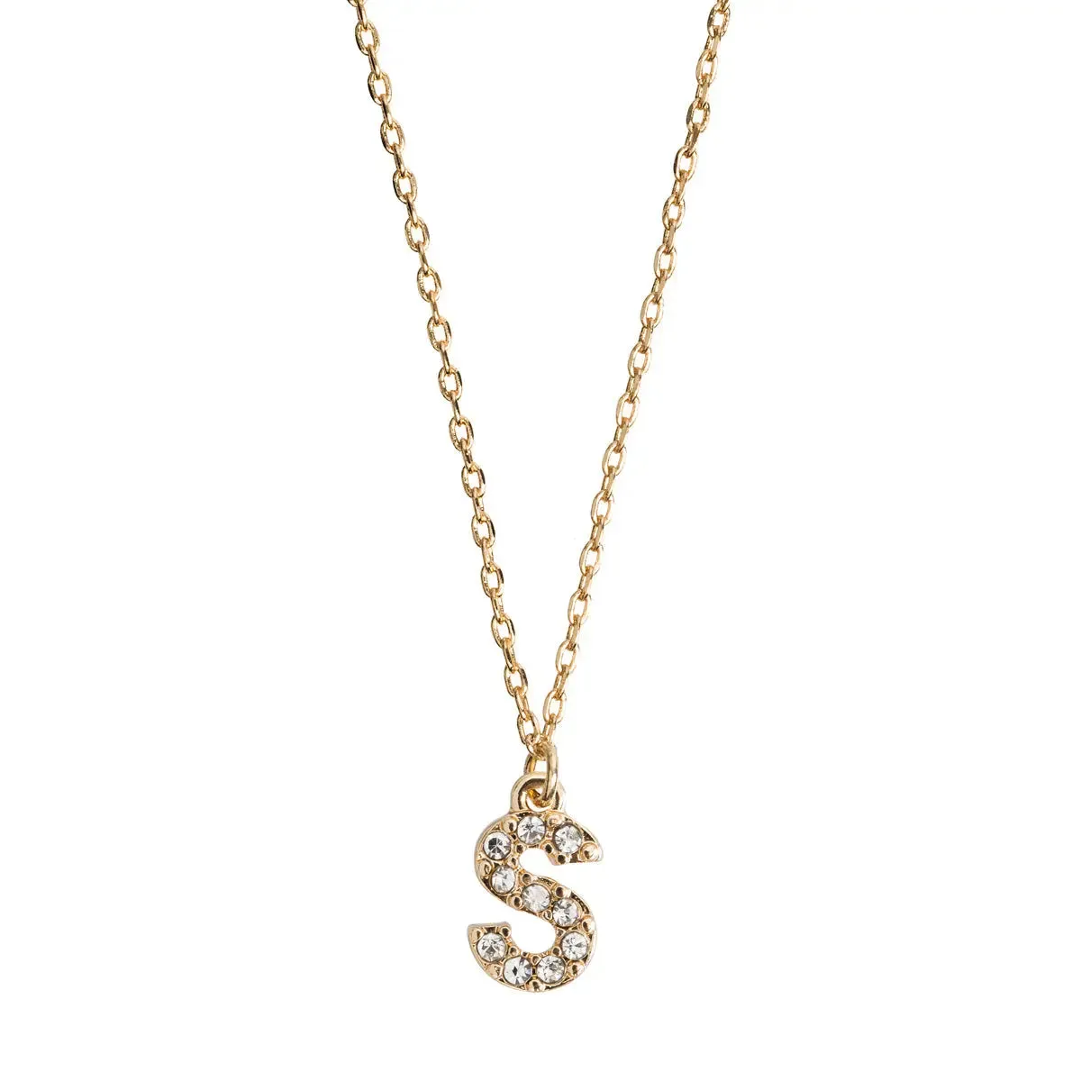 Crystal Letter Necklace Stainless Steel