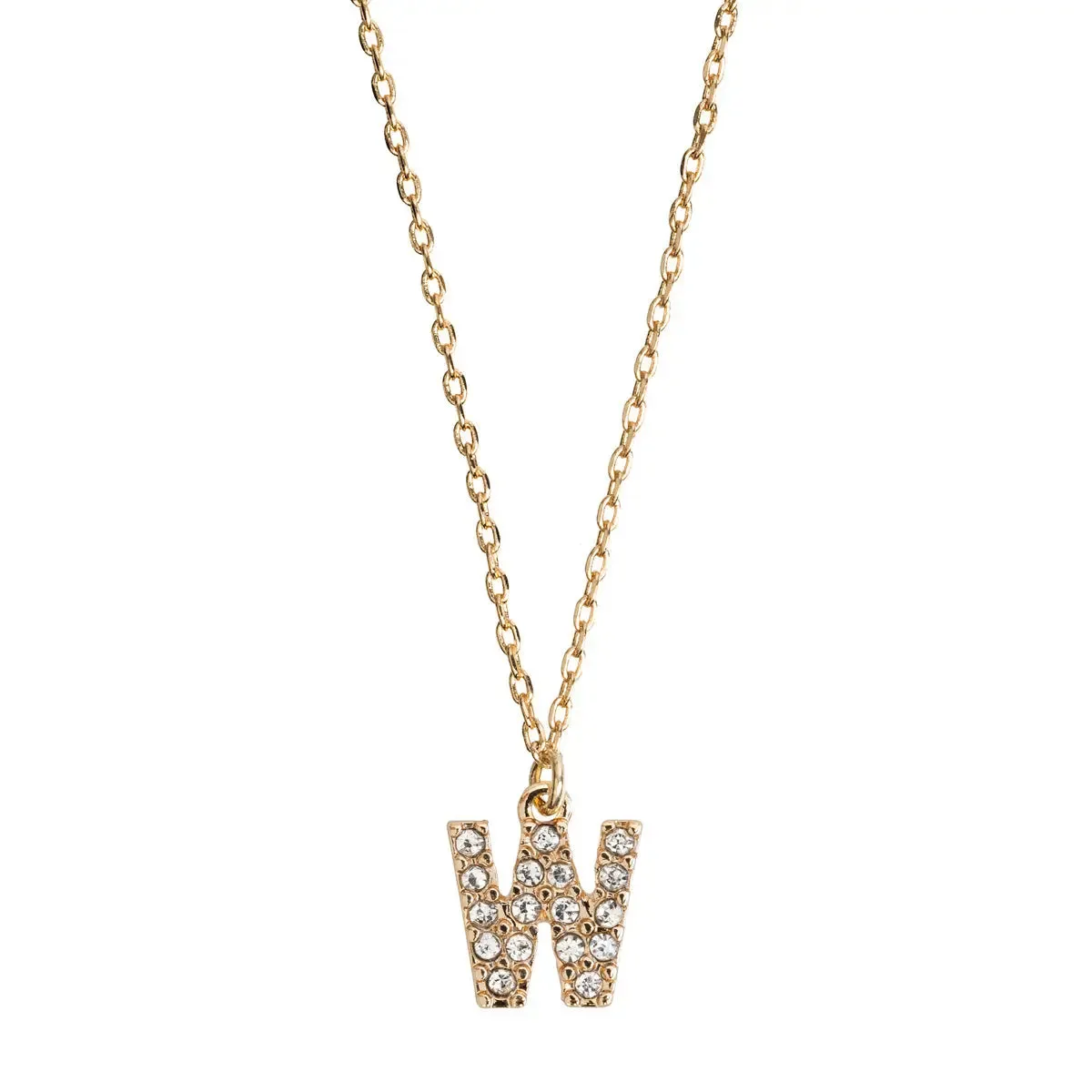 Crystal Letter Necklace Stainless Steel
