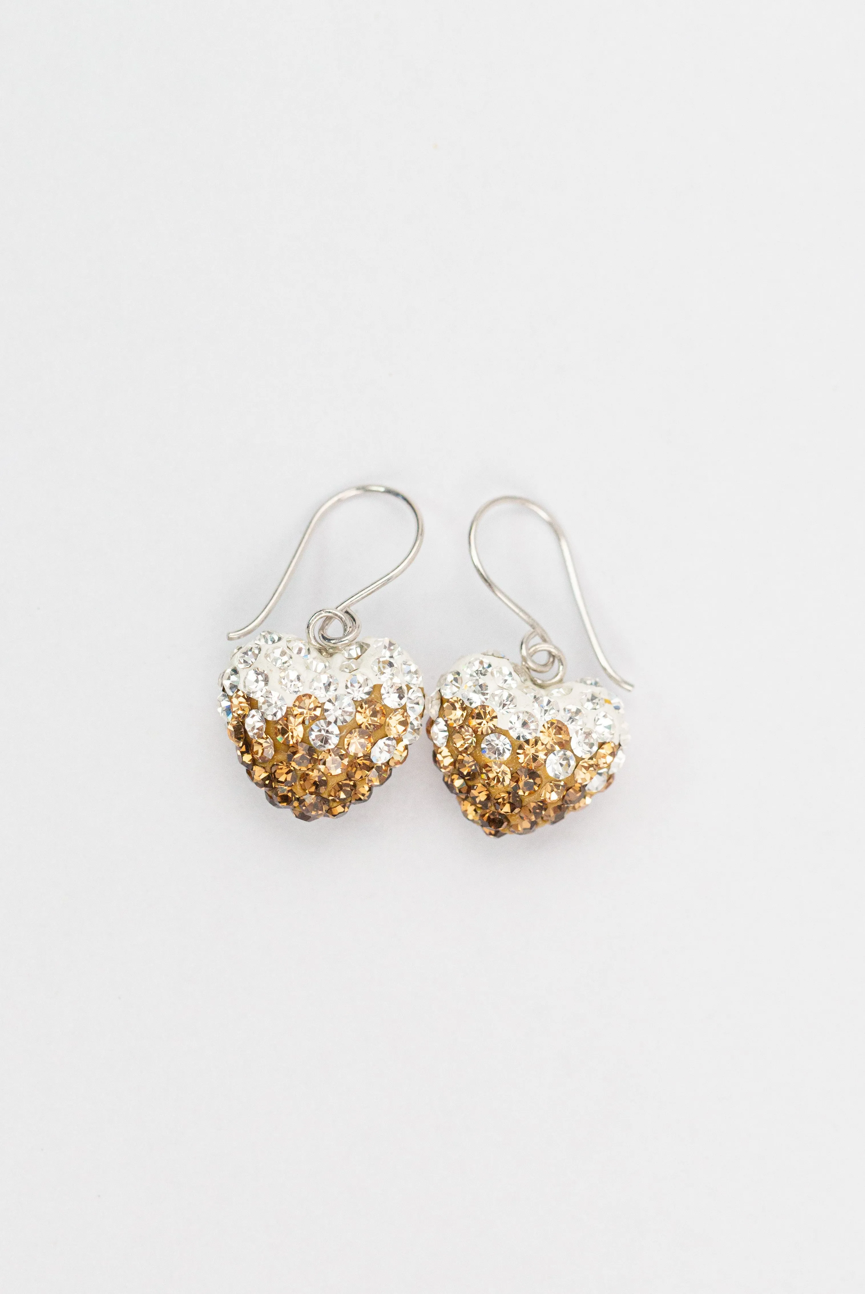 Crystal Pave Ombre Heart Dangling Silver Earring