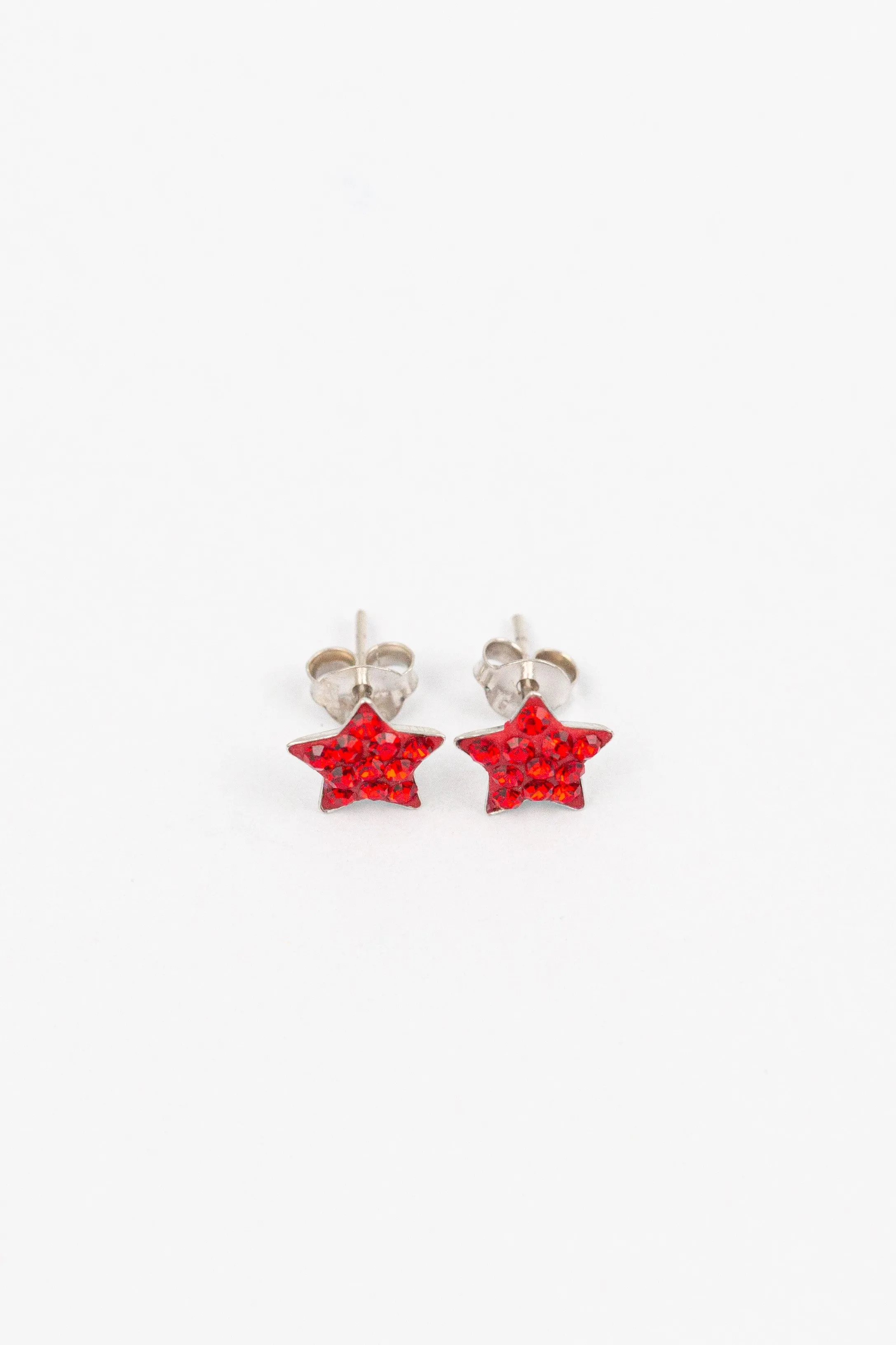 Crystal Star Pave Stud Silver Earrings