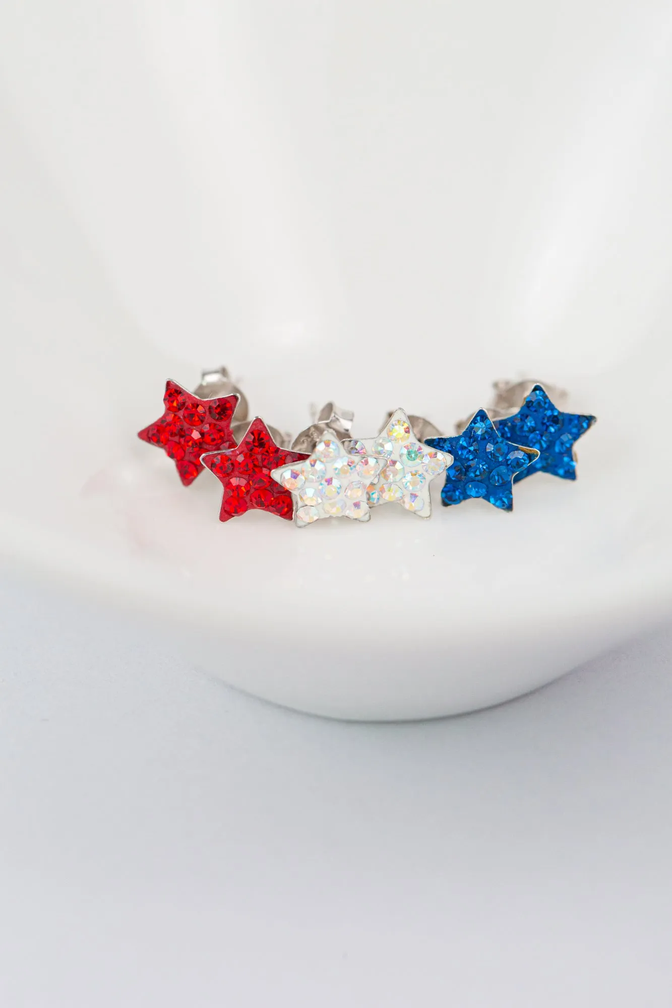 Crystal Star Pave Stud Silver Earrings