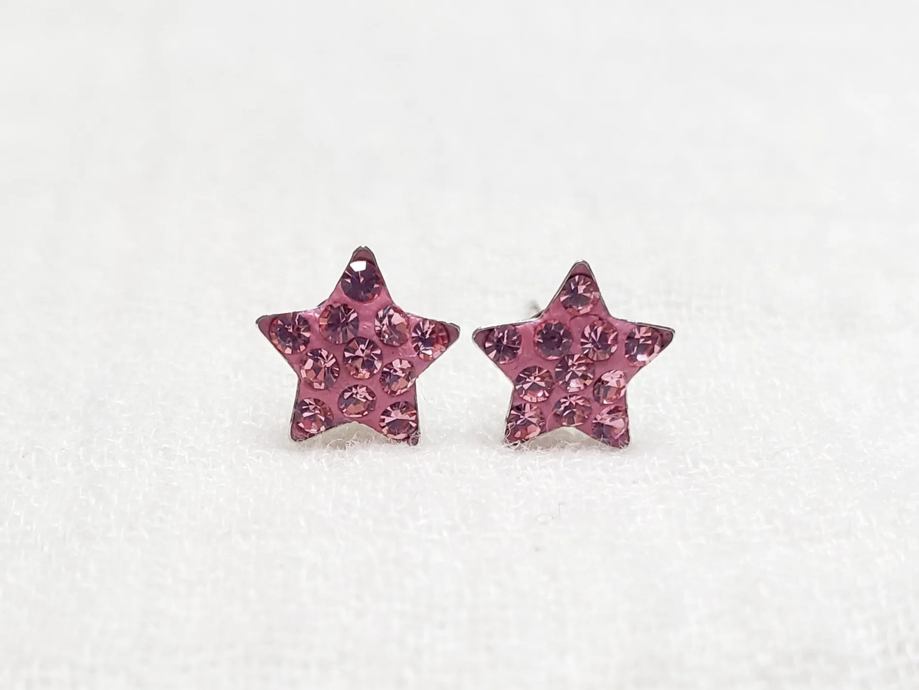 Crystal Star Pave Stud Silver Earrings