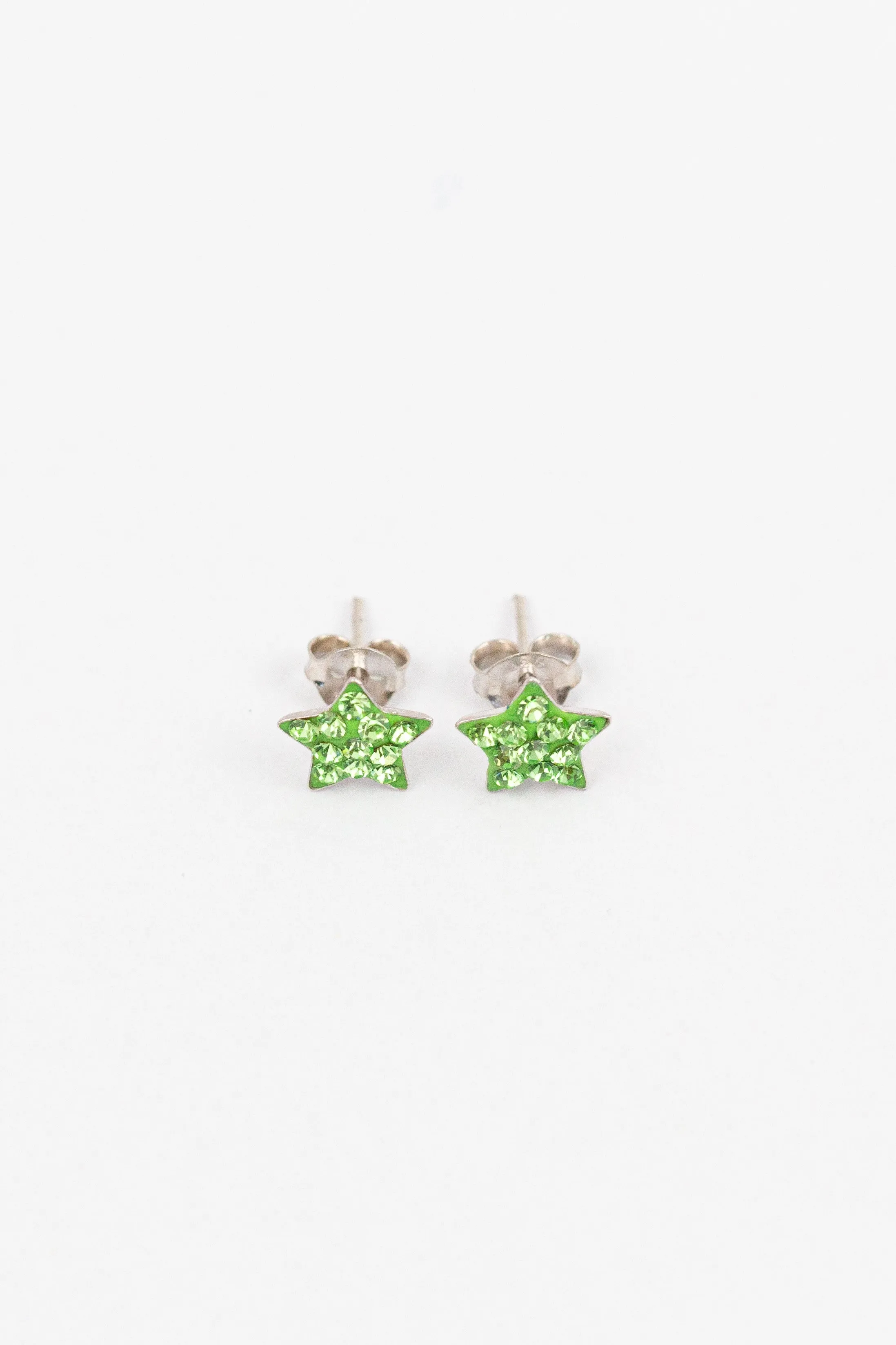 Crystal Star Pave Stud Silver Earrings