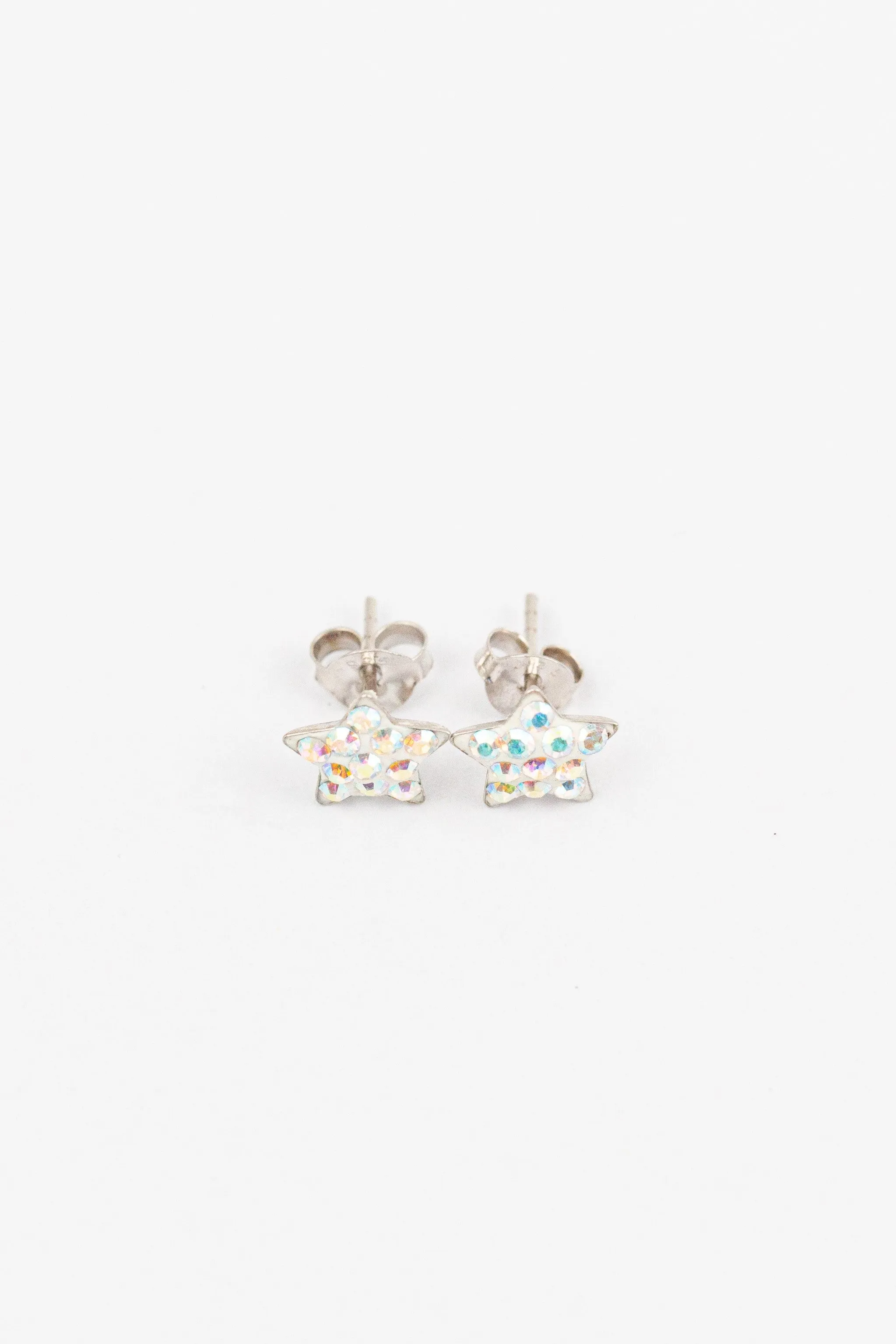 Crystal Star Pave Stud Silver Earrings