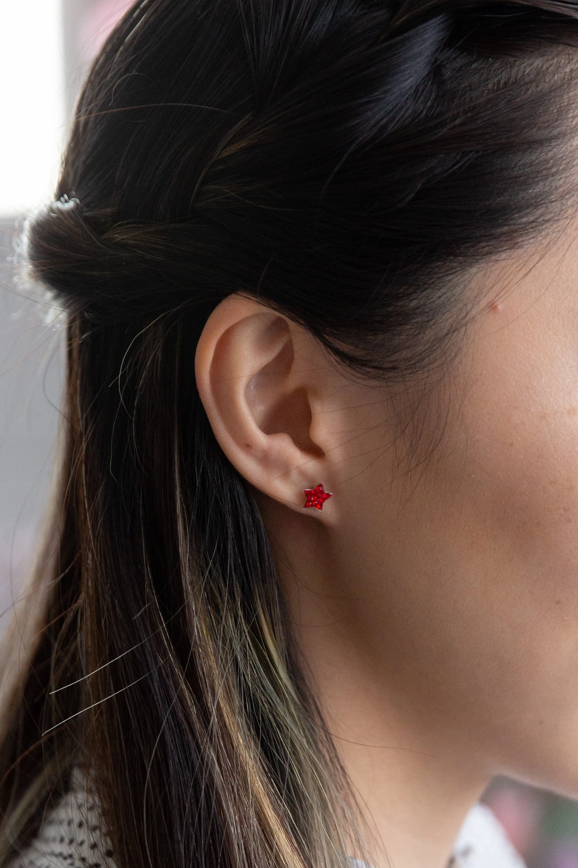 Crystal Star Pave Stud Silver Earrings