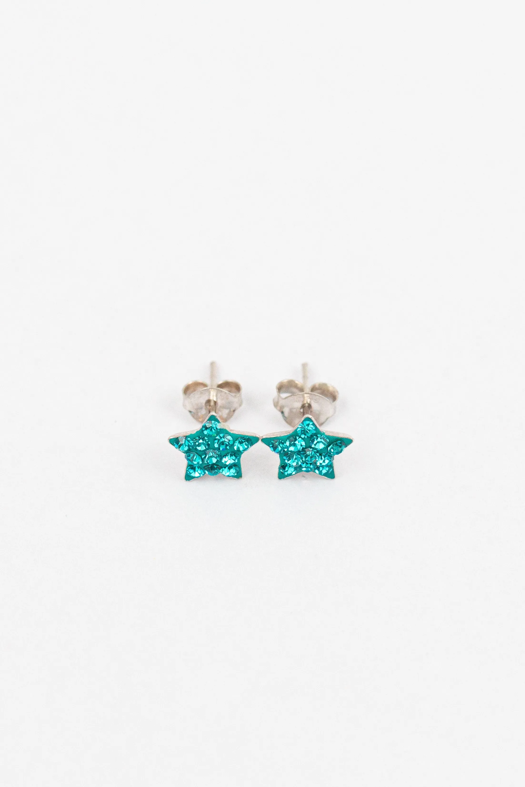 Crystal Star Pave Stud Silver Earrings