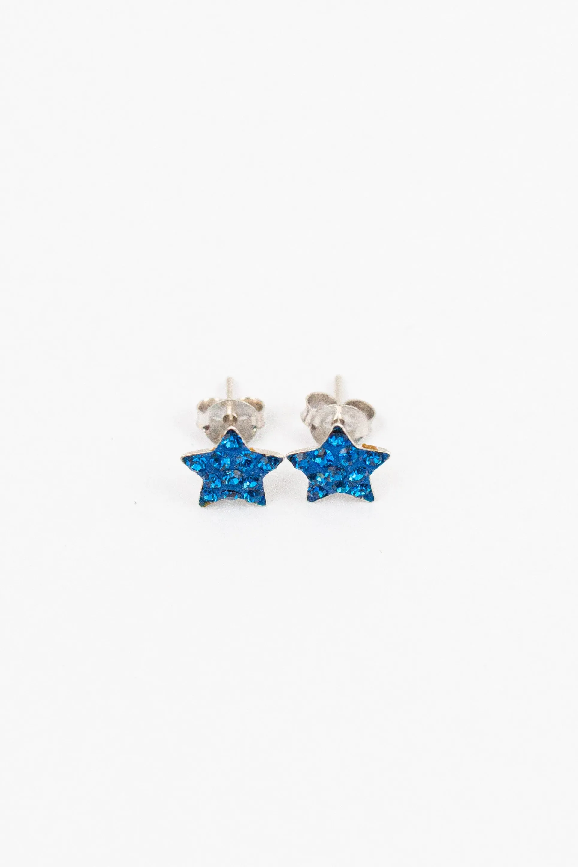Crystal Star Pave Stud Silver Earrings