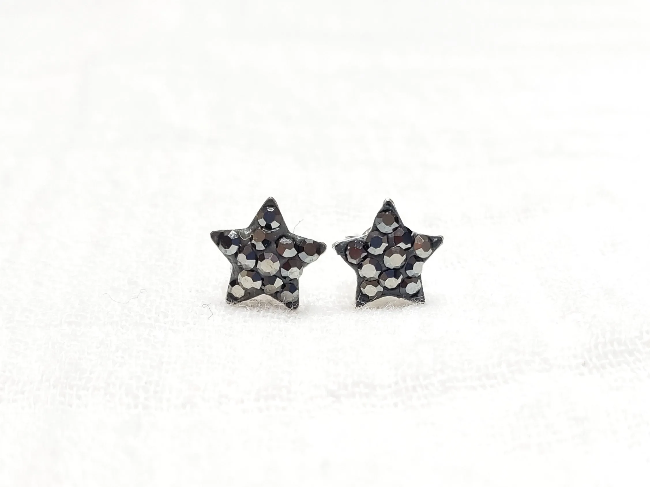 Crystal Star Pave Stud Silver Earrings