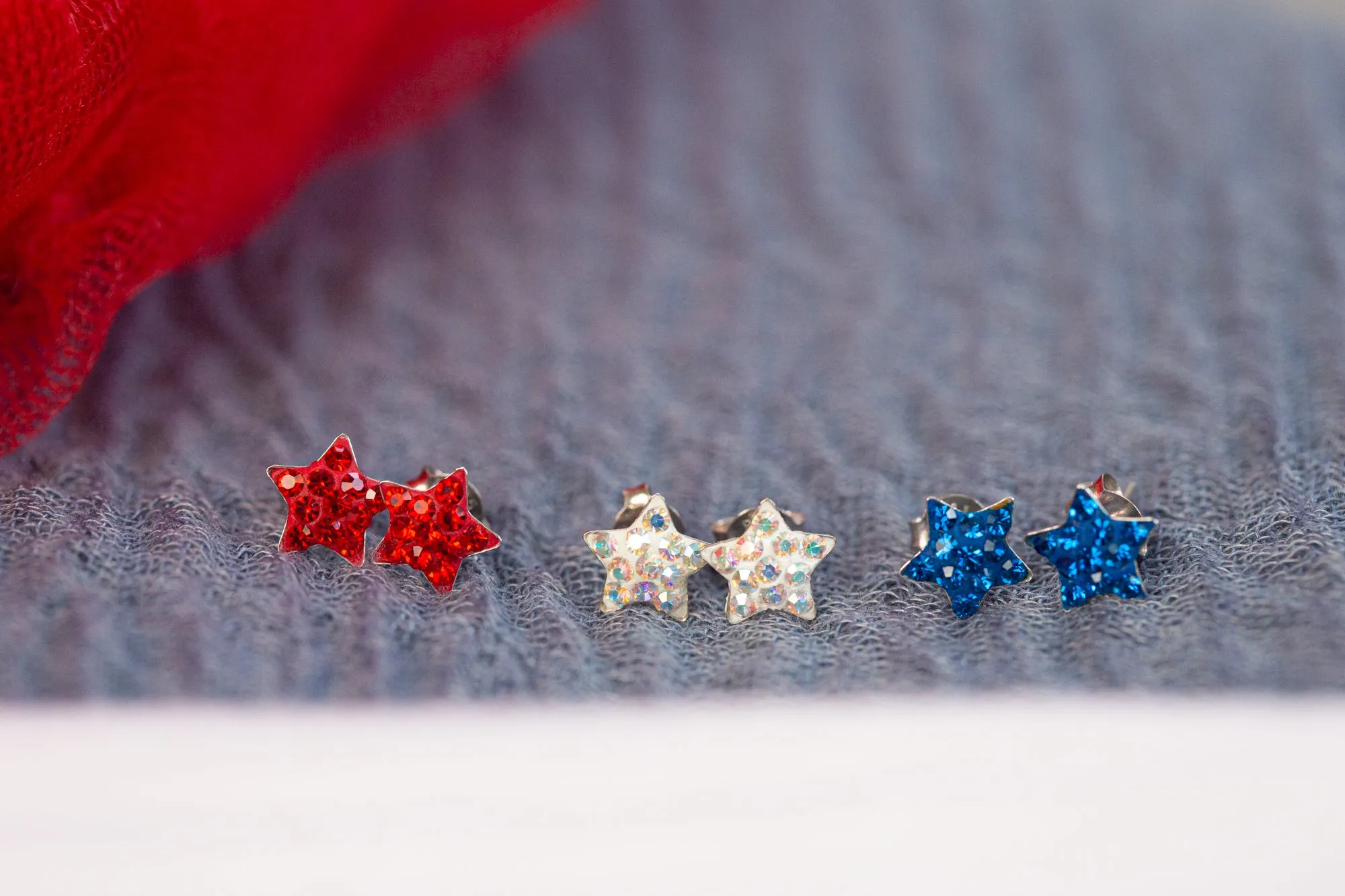 Crystal Star Pave Stud Silver Earrings