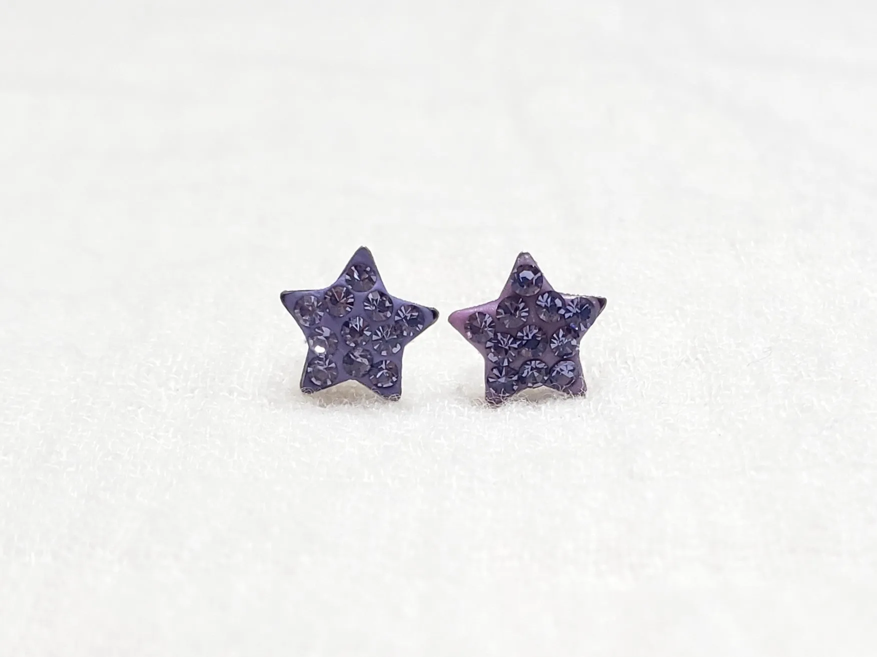Crystal Star Pave Stud Silver Earrings