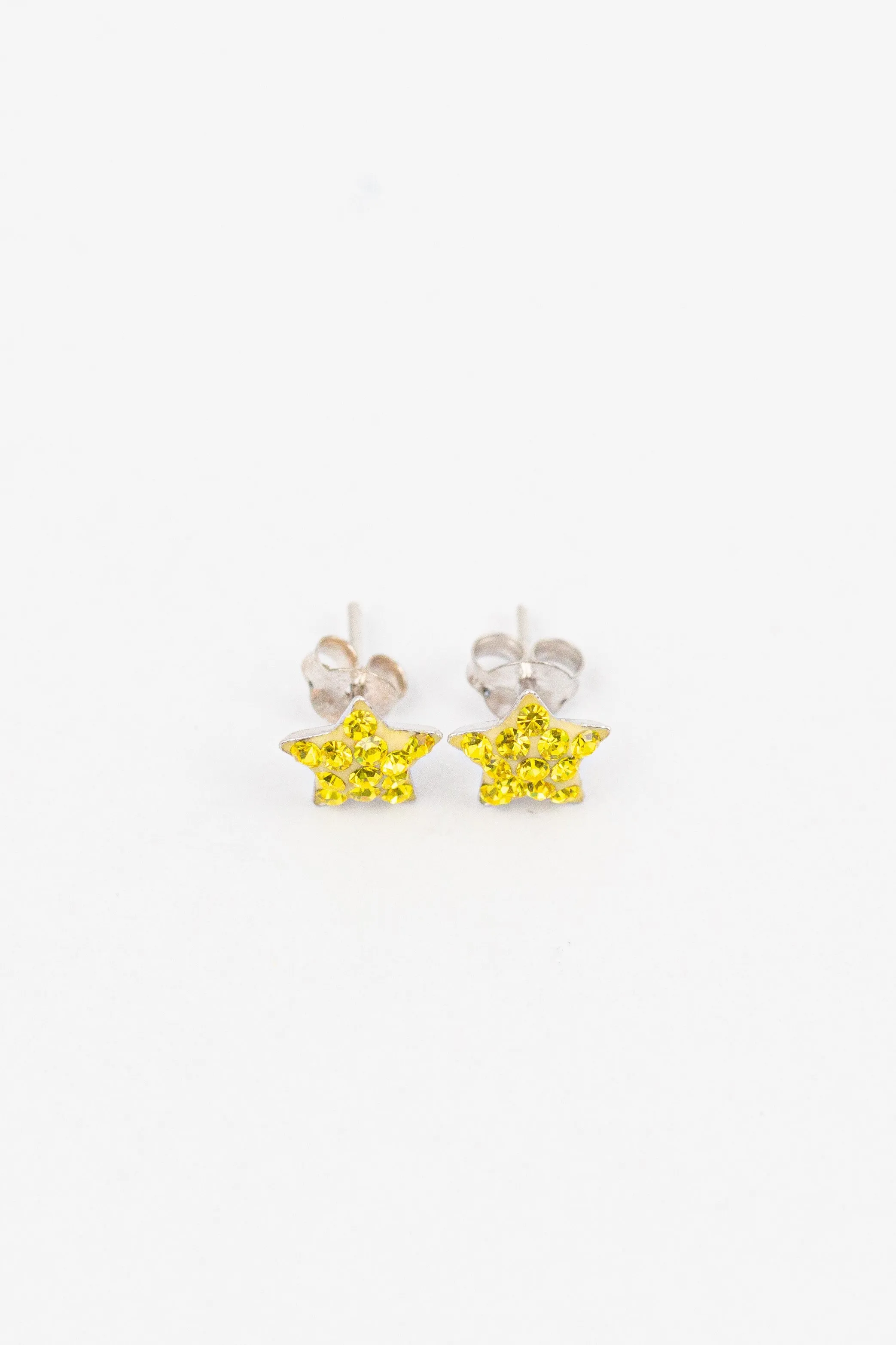 Crystal Star Pave Stud Silver Earrings