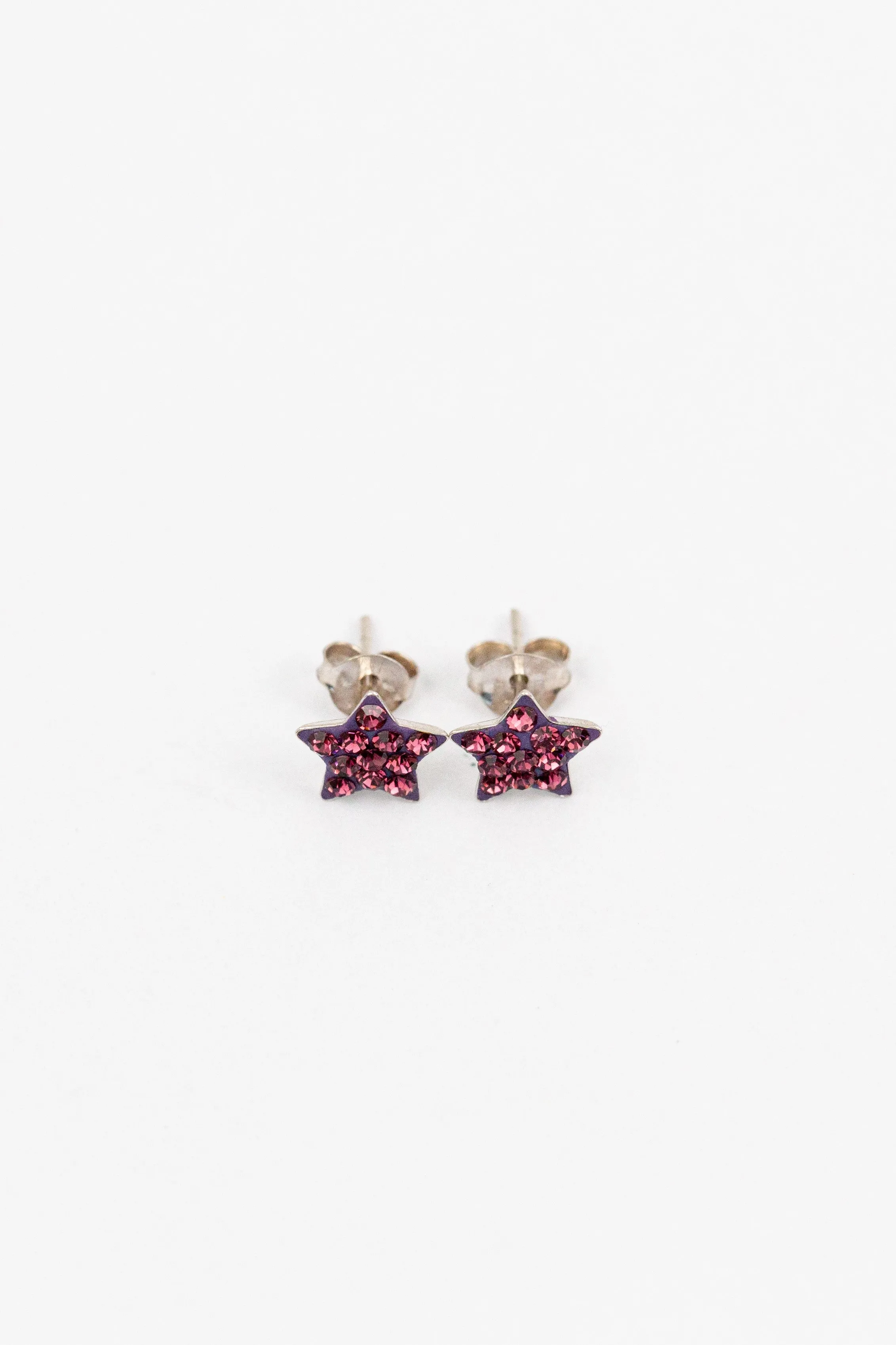Crystal Star Pave Stud Silver Earrings