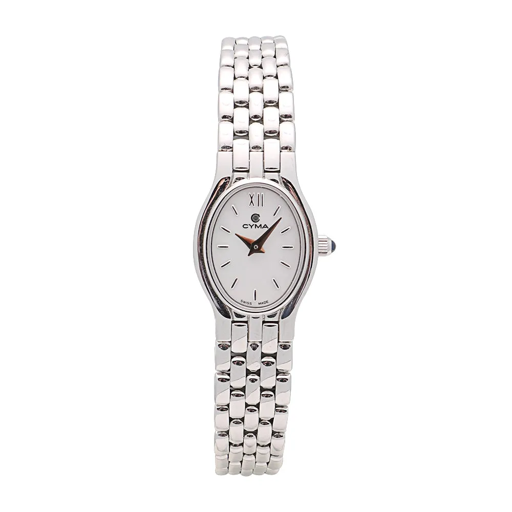 Cyma Ladies' Watch 14K White Gold MOP Dial 28 x 18mm Quartz (Preowned)(FINAL SALE)