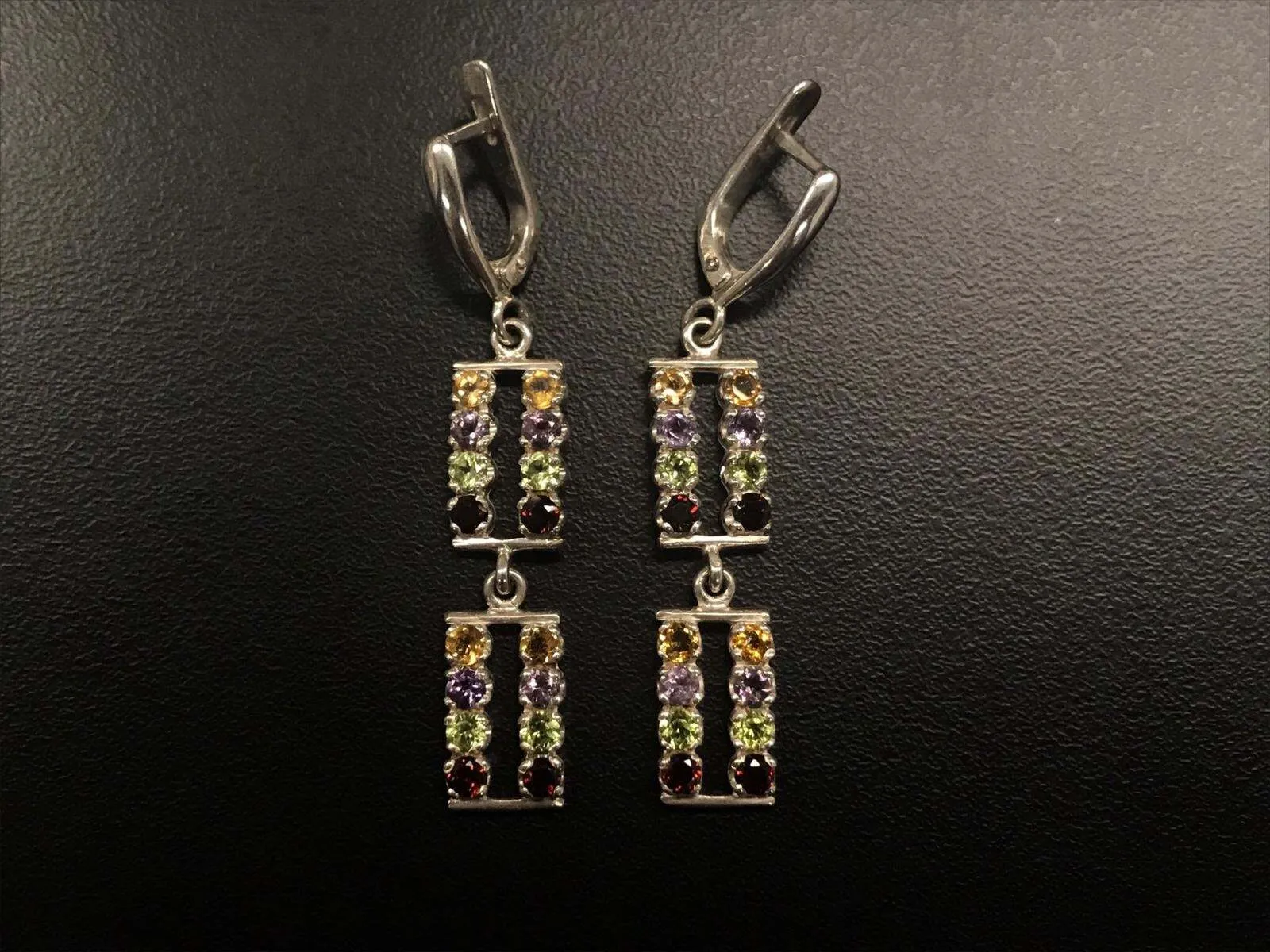 Dangling Multistone Earrings - Genuine Gemstones Earrings - Boho Drop Earrings