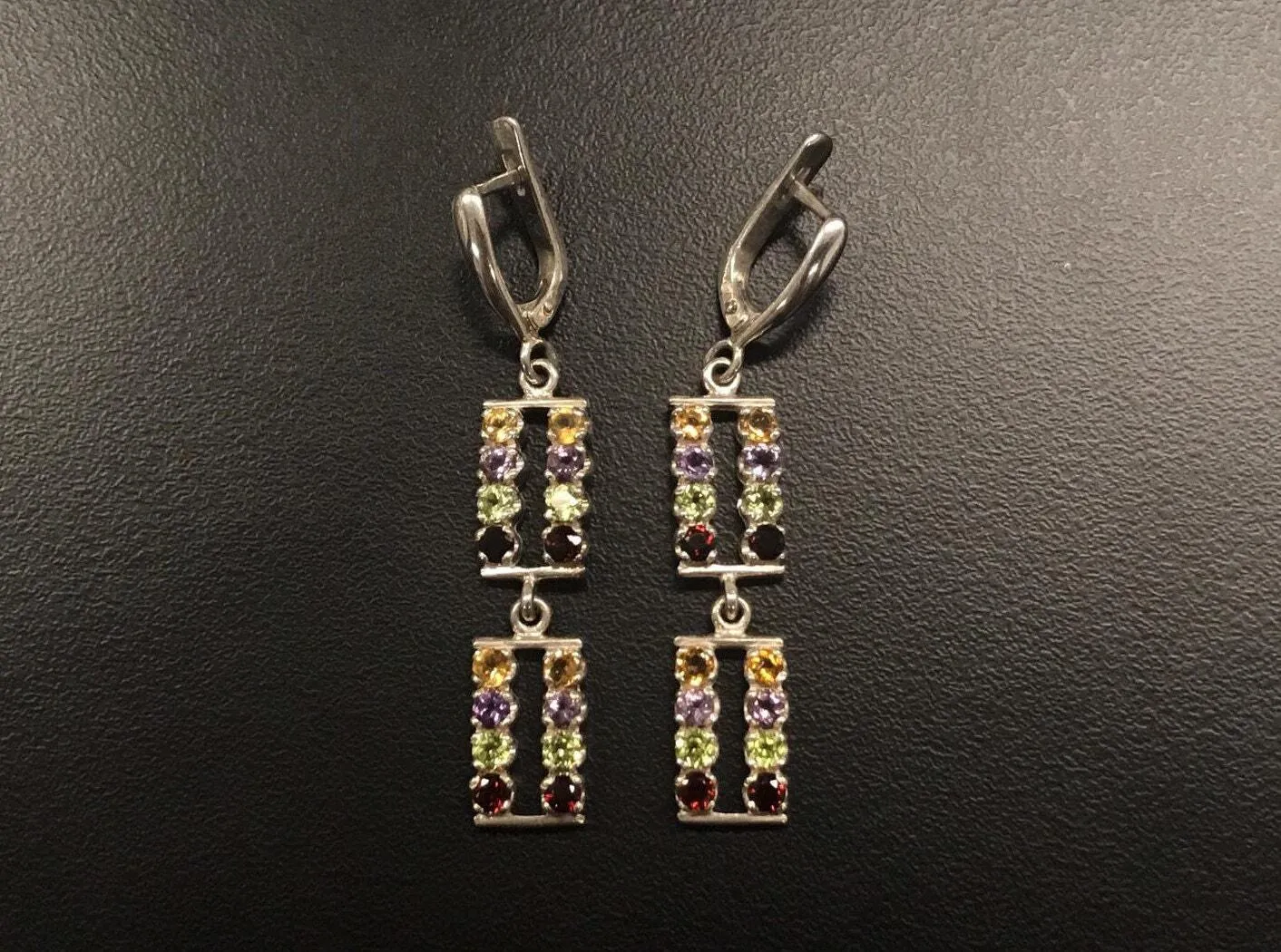 Dangling Multistone Earrings - Genuine Gemstones Earrings - Boho Drop Earrings