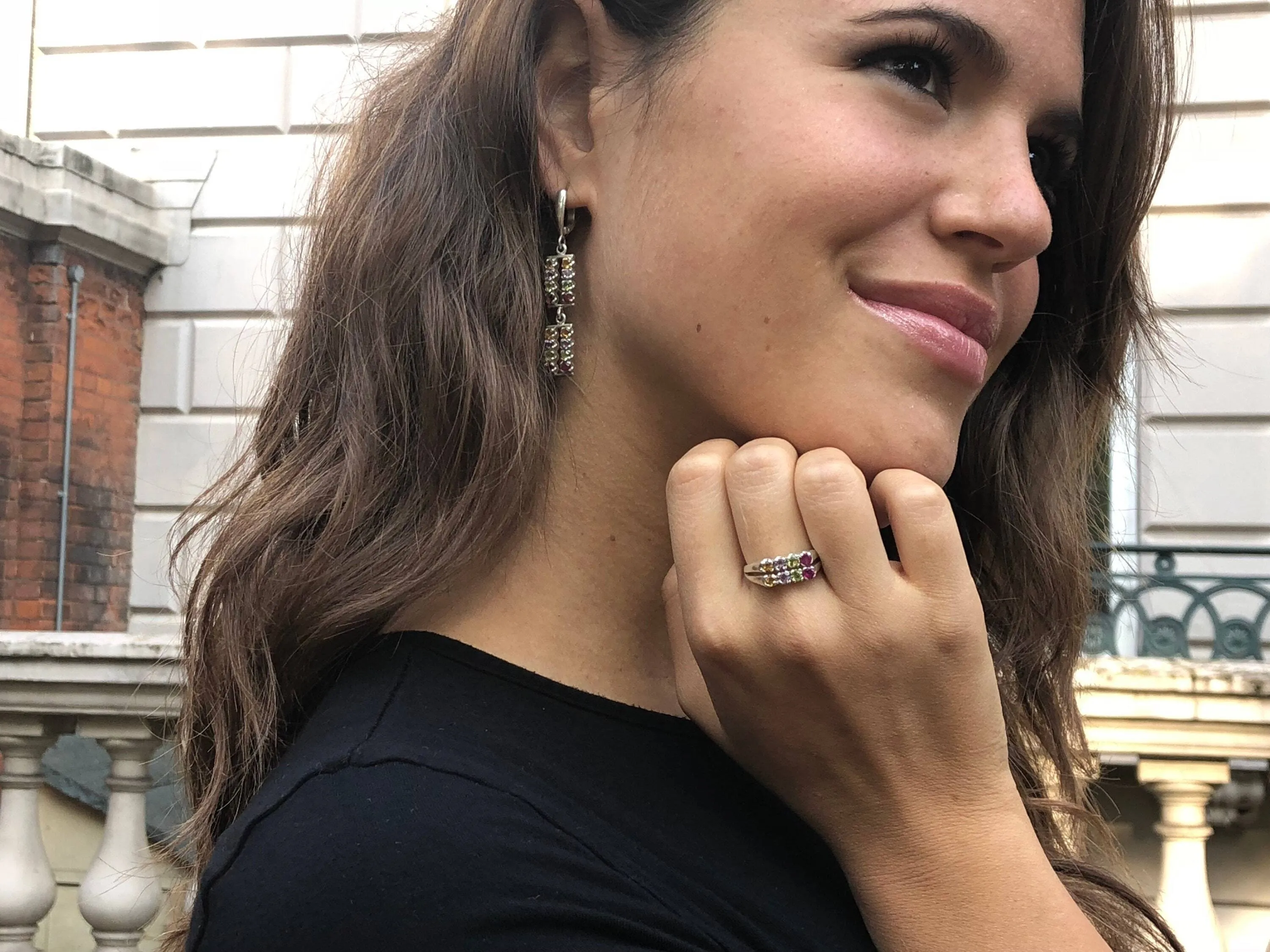 Dangling Multistone Earrings - Genuine Gemstones Earrings - Boho Drop Earrings