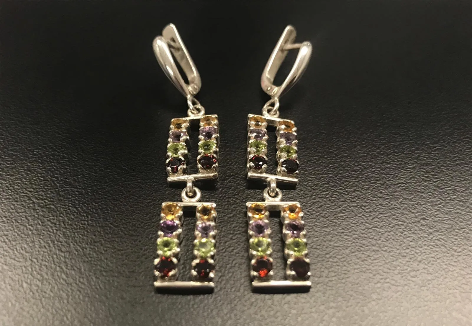 Dangling Multistone Earrings - Genuine Gemstones Earrings - Boho Drop Earrings
