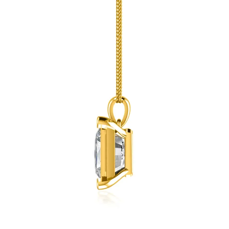ELIZA - Emerald Cut Moissanite 4 Claw Drop Pendant 18k Yellow Gold