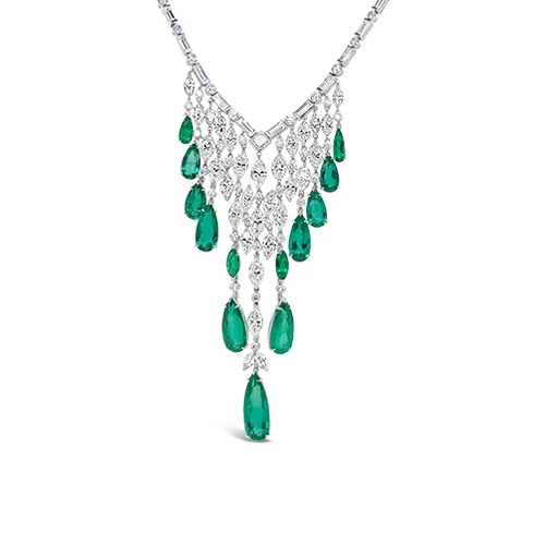 Emerald & Diamond Bib Necklace