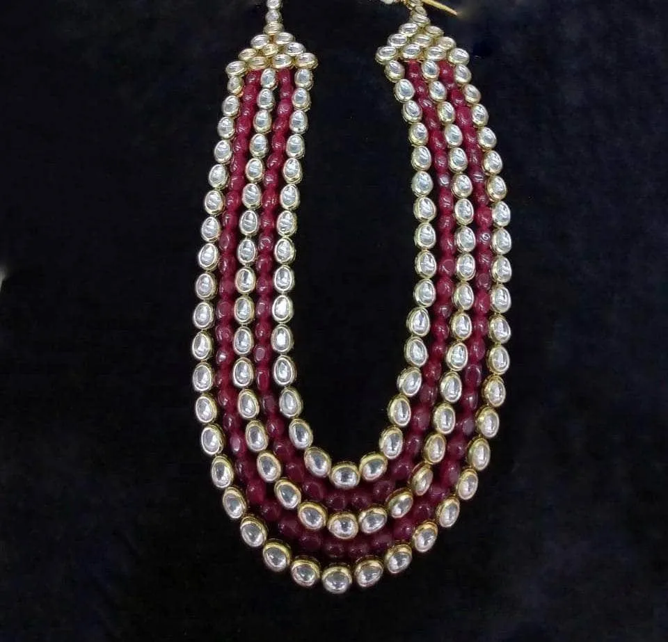 Emerald And Kundan Layered Long Necklace