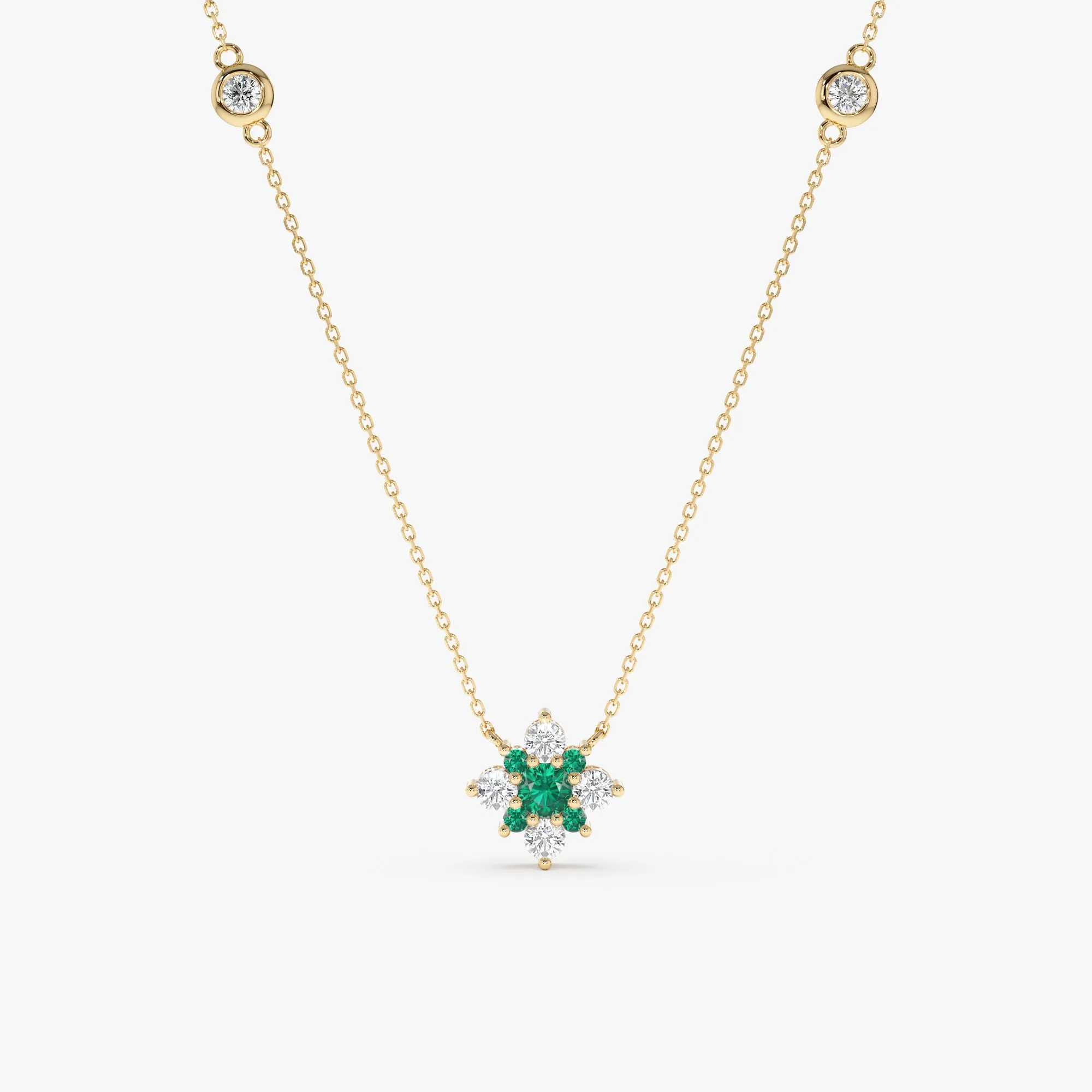Emerald Diamond Clover Necklace, Deborah