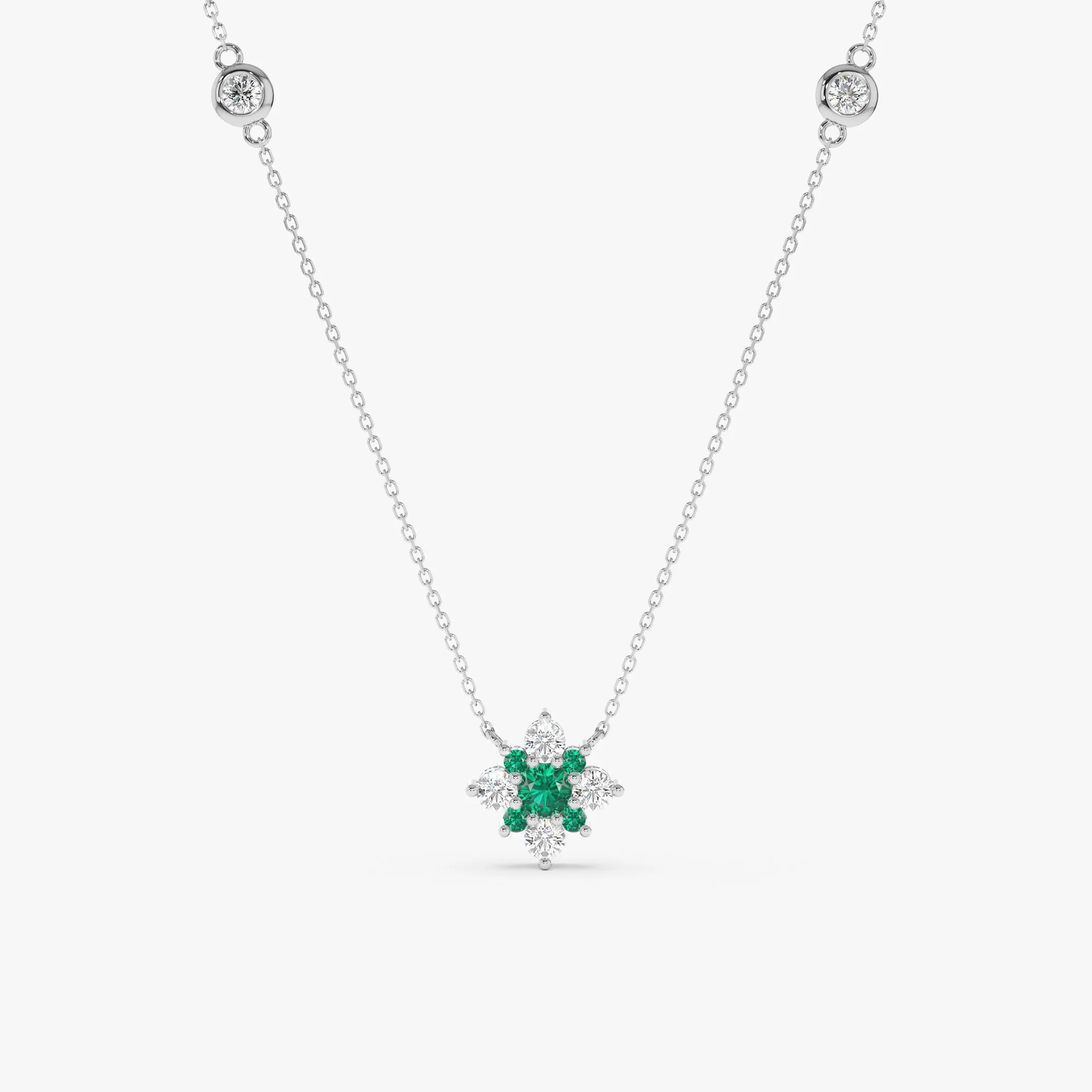 Emerald Diamond Clover Necklace, Deborah