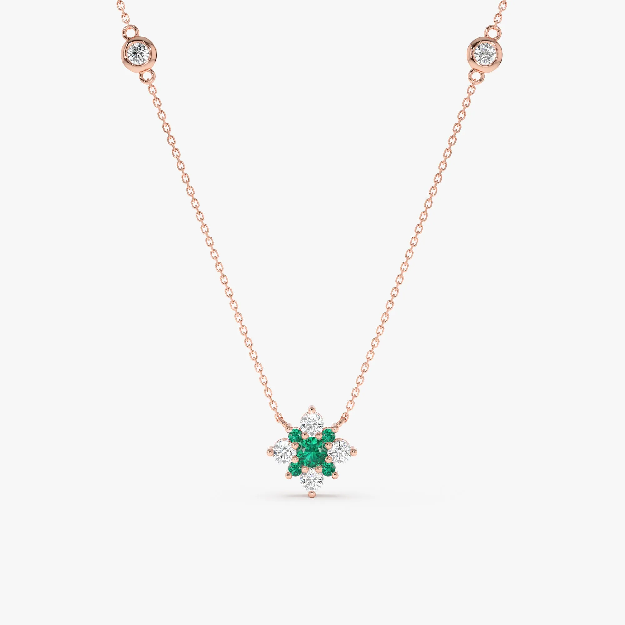 Emerald Diamond Clover Necklace, Deborah