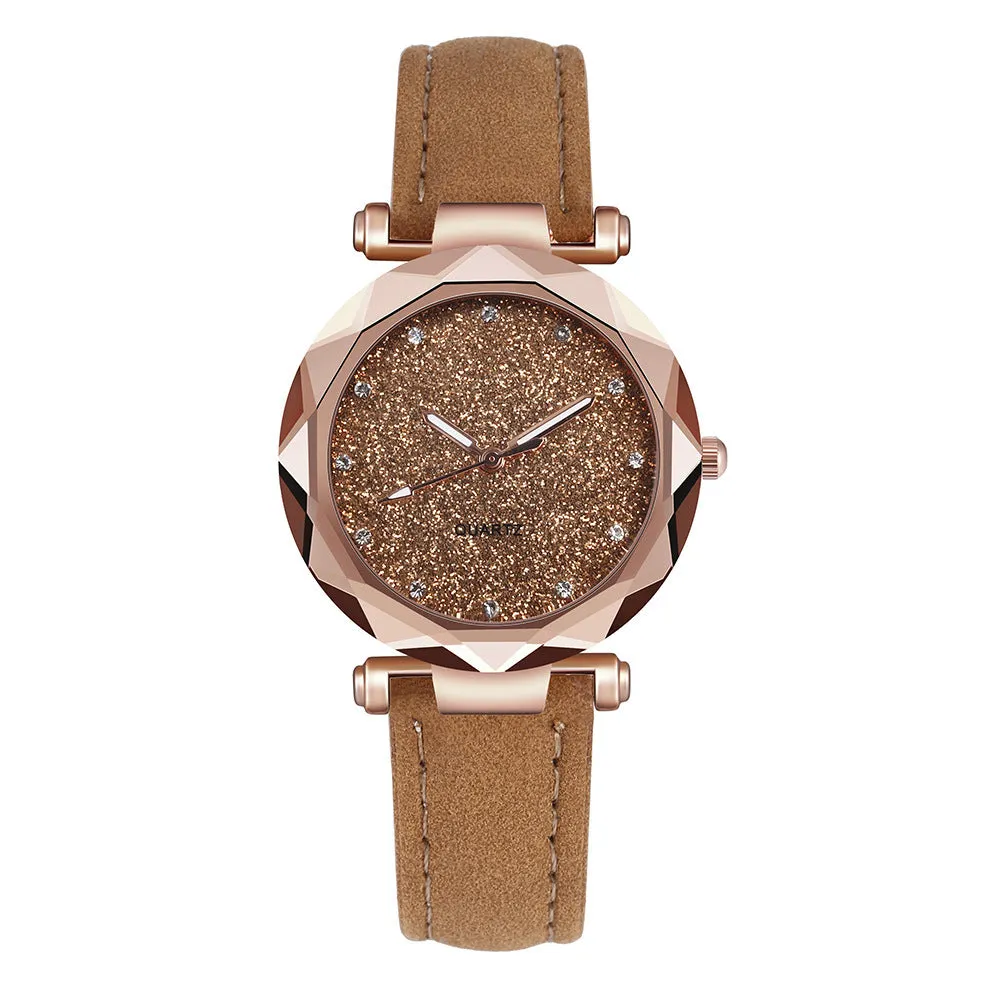 Empty Silver Pink Watch Women's Frosted Belt Quartz Watch Watch