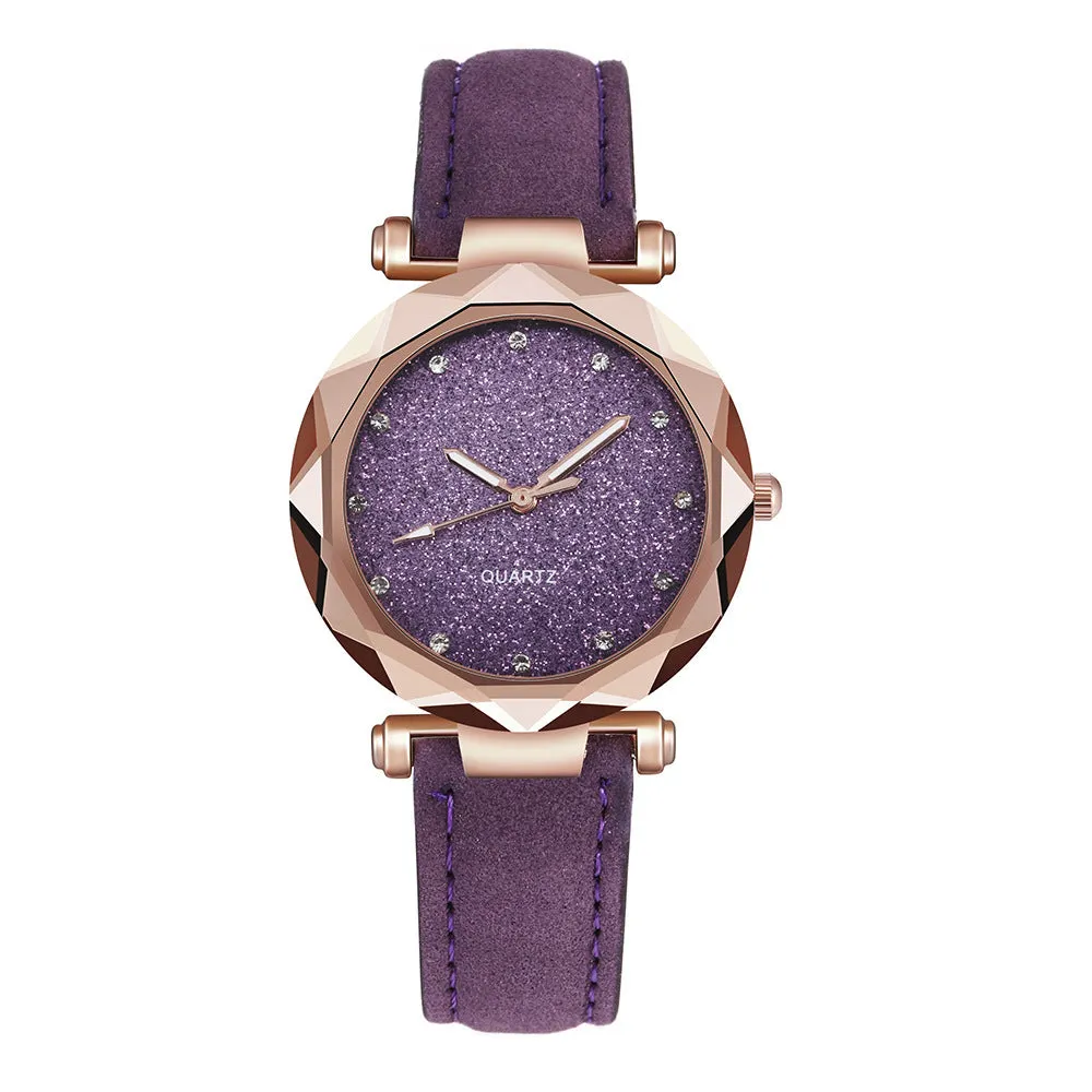 Empty Silver Pink Watch Women's Frosted Belt Quartz Watch Watch