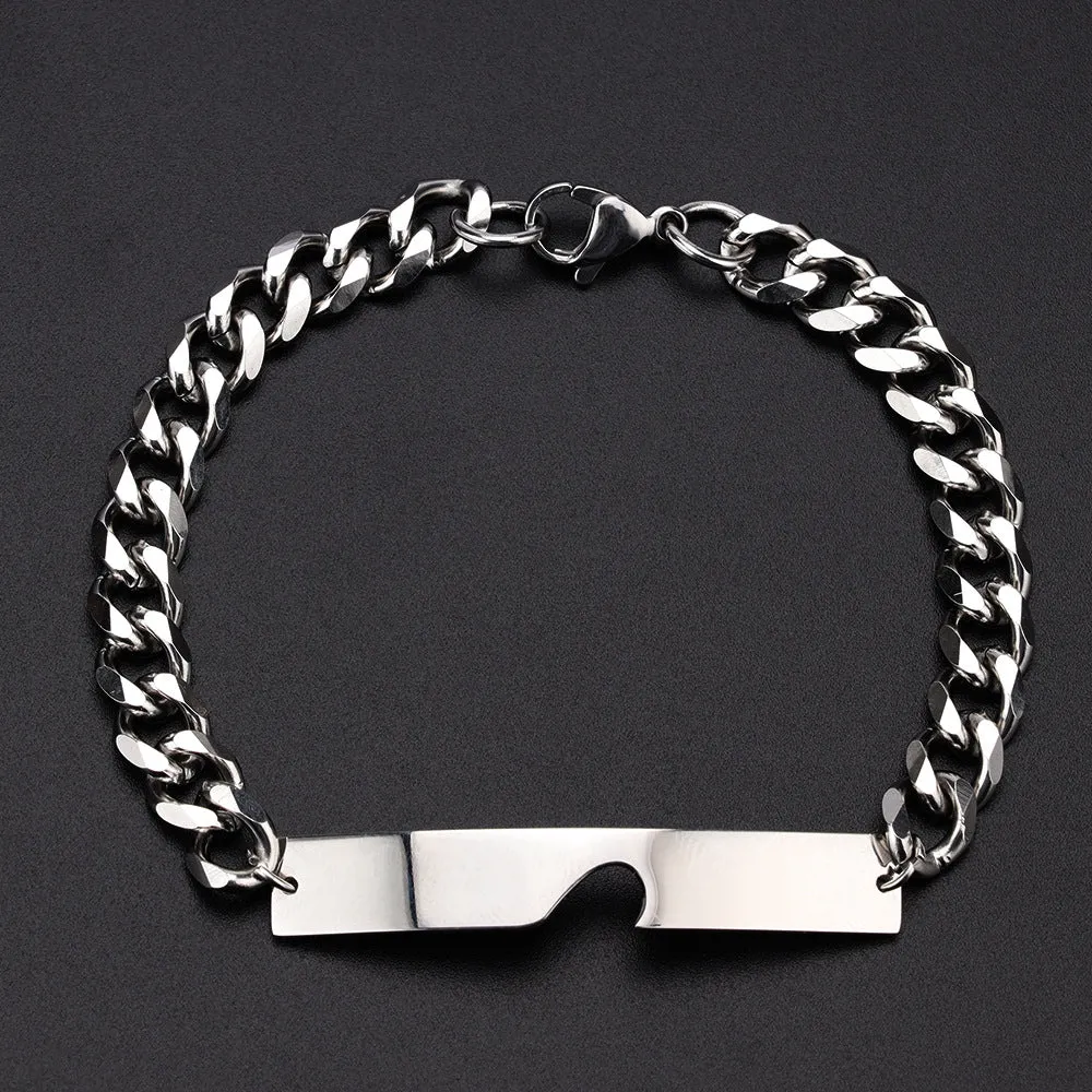 Engravable Hearts Bracelets Set for Couples