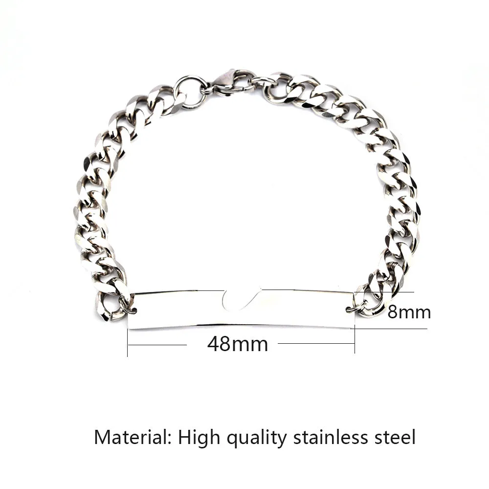 Engravable Hearts Bracelets Set for Couples