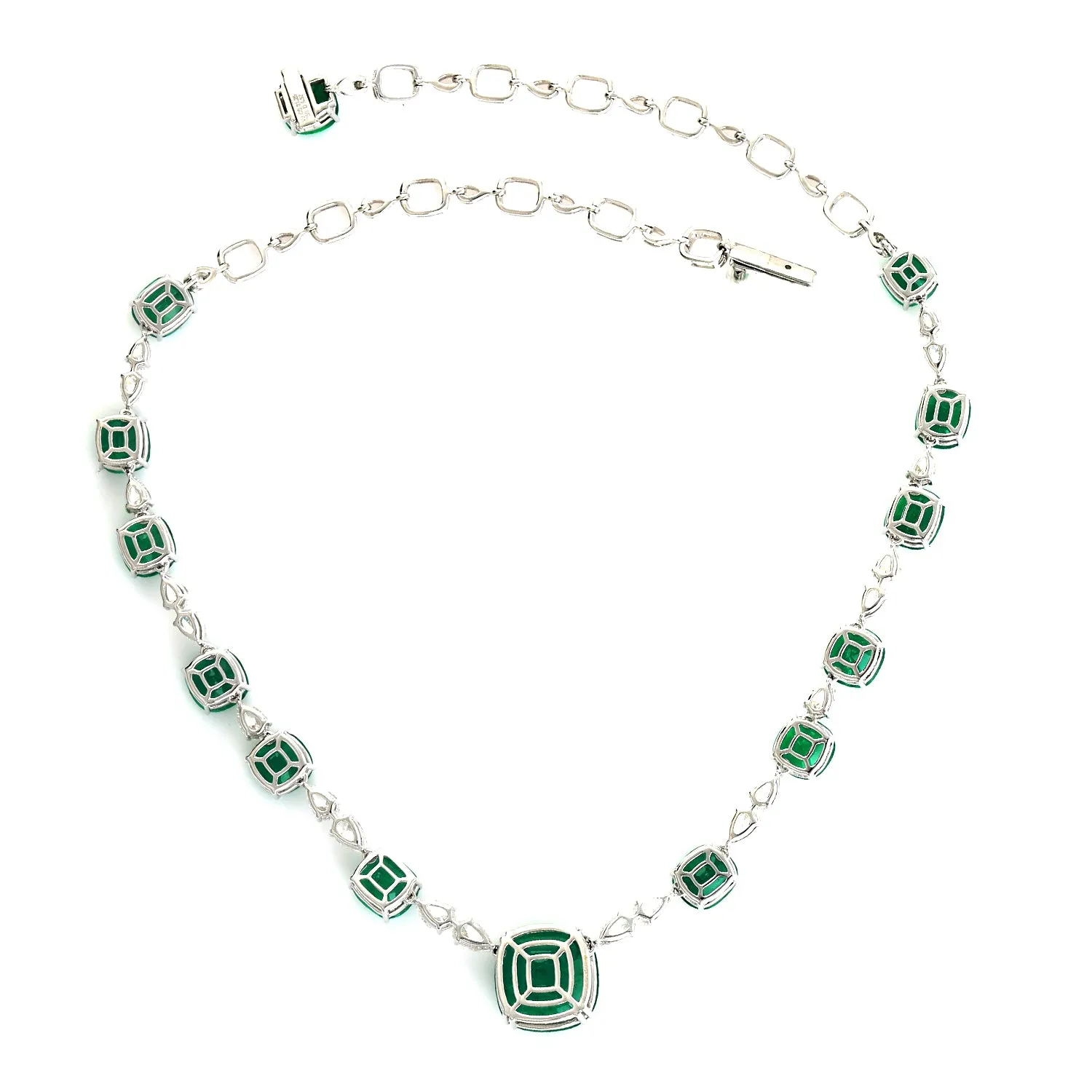 Faceted Emerald Rose Cut Diamond Beautiful Bridal Choker Necklace In 18k White Gold For Her