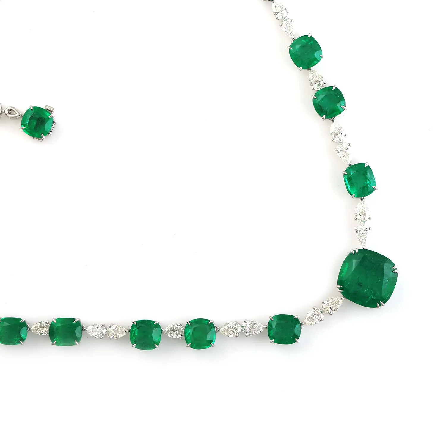 Faceted Emerald Rose Cut Diamond Beautiful Bridal Choker Necklace In 18k White Gold For Her