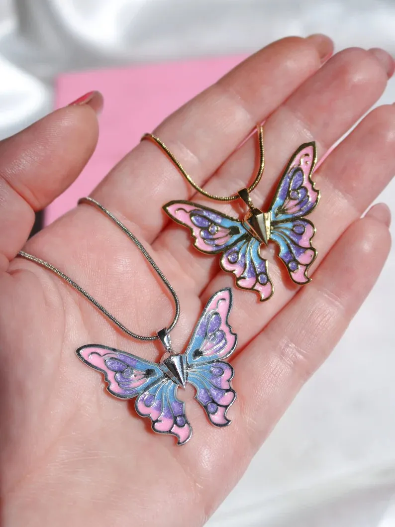 Fairy Elina Azura Butterfly Necklace, Mermaid Necklace
