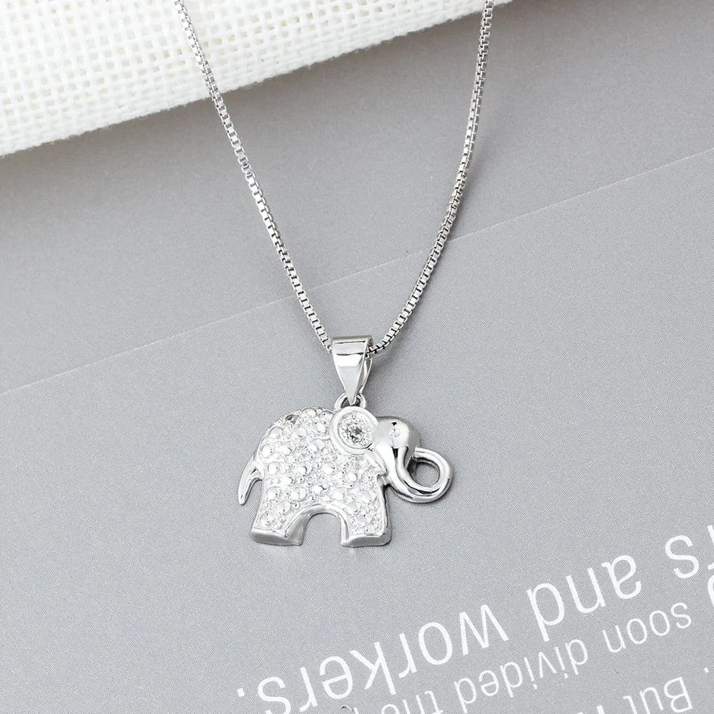 Fashion Box Chain Necklace with Elephant Shape Pendant