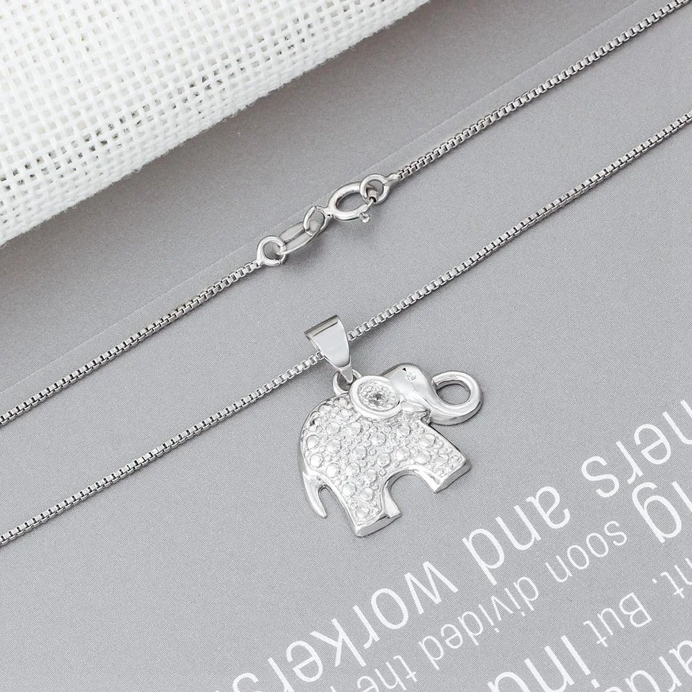 Fashion Box Chain Necklace with Elephant Shape Pendant