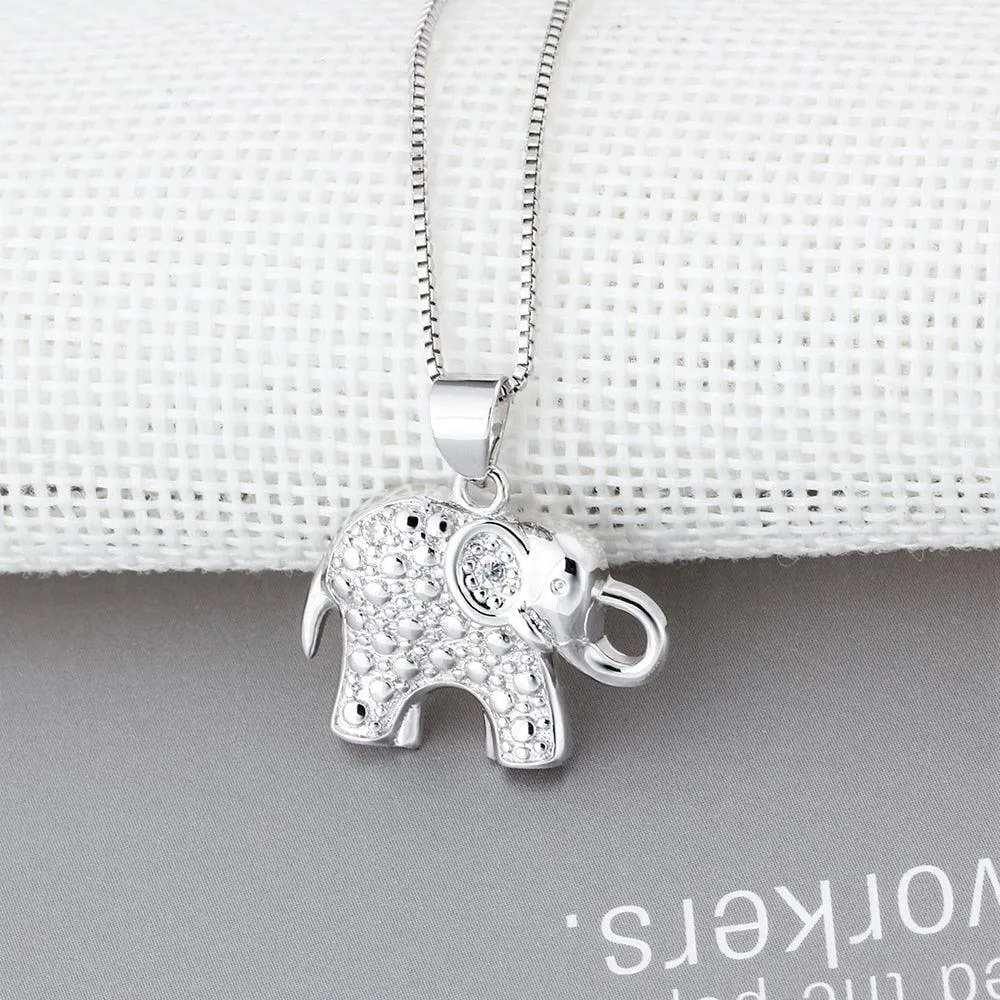 Fashion Box Chain Necklace with Elephant Shape Pendant