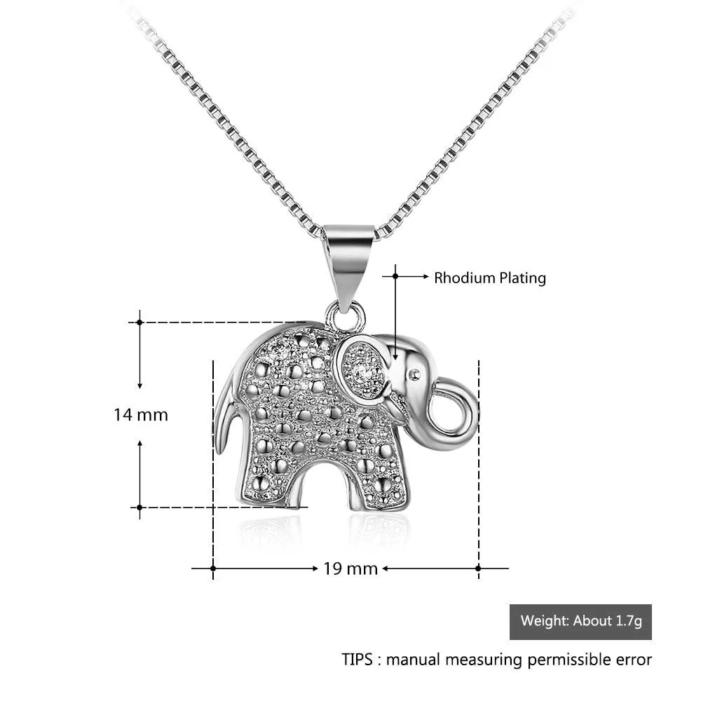 Fashion Box Chain Necklace with Elephant Shape Pendant