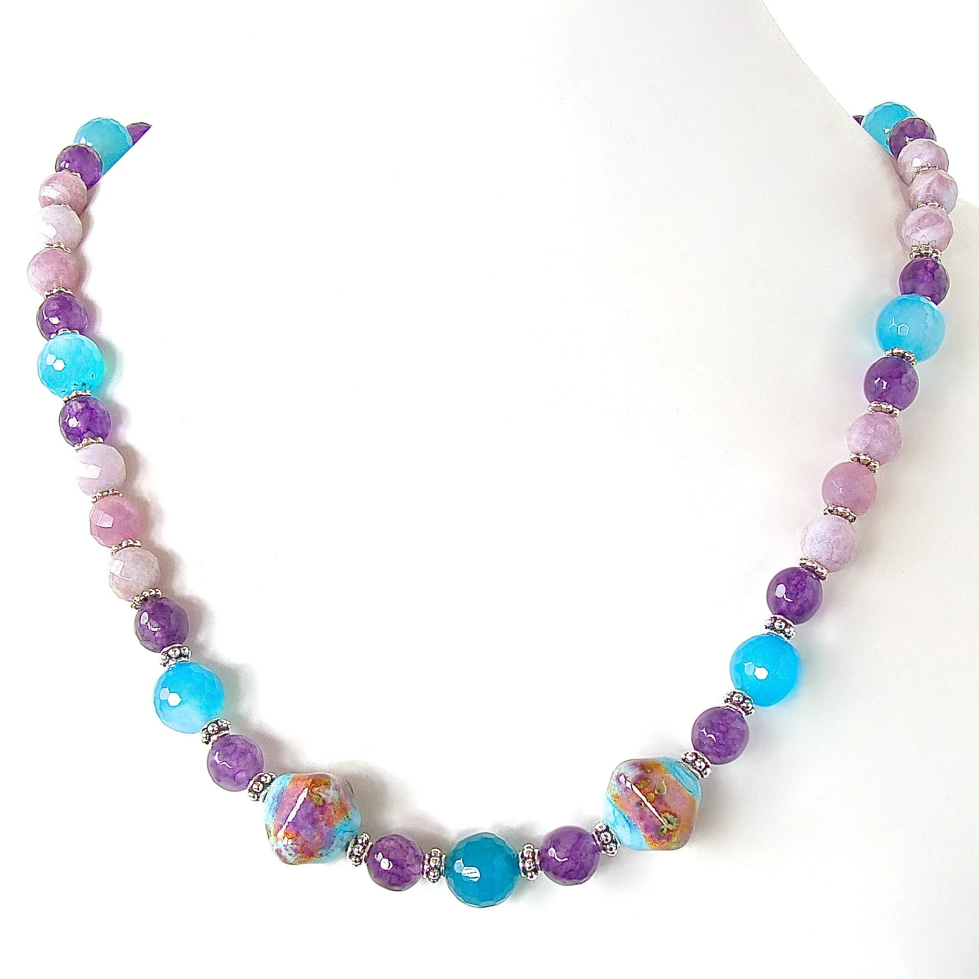 Felicity: Purple and Blue Necklace with Art Glass
