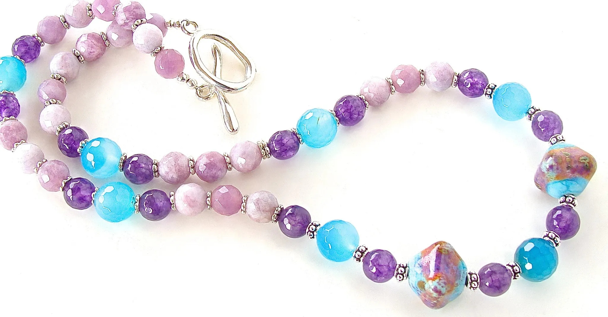 Felicity: Purple and Blue Necklace with Art Glass