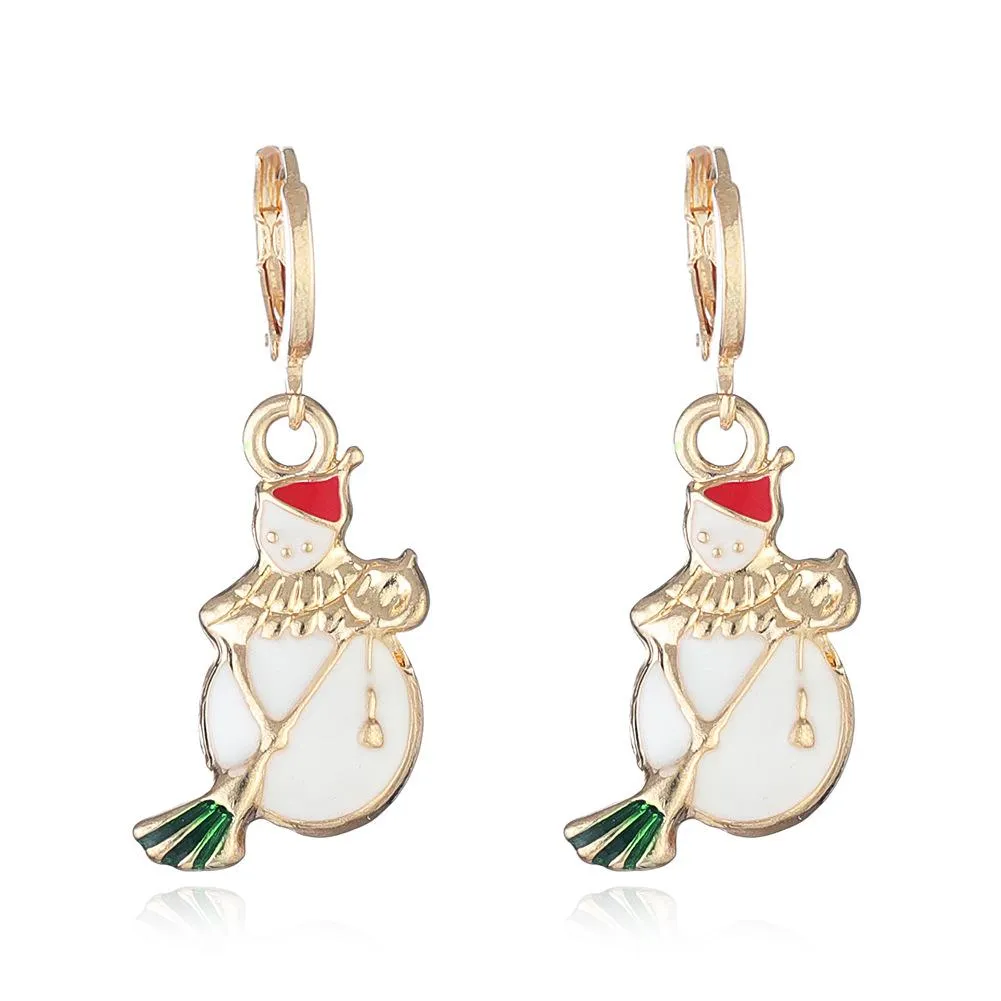 FFOrder Christmas Series Earrings Female New Cartoon Santa Claus Christmas Tree Pendant Earrings Accessories